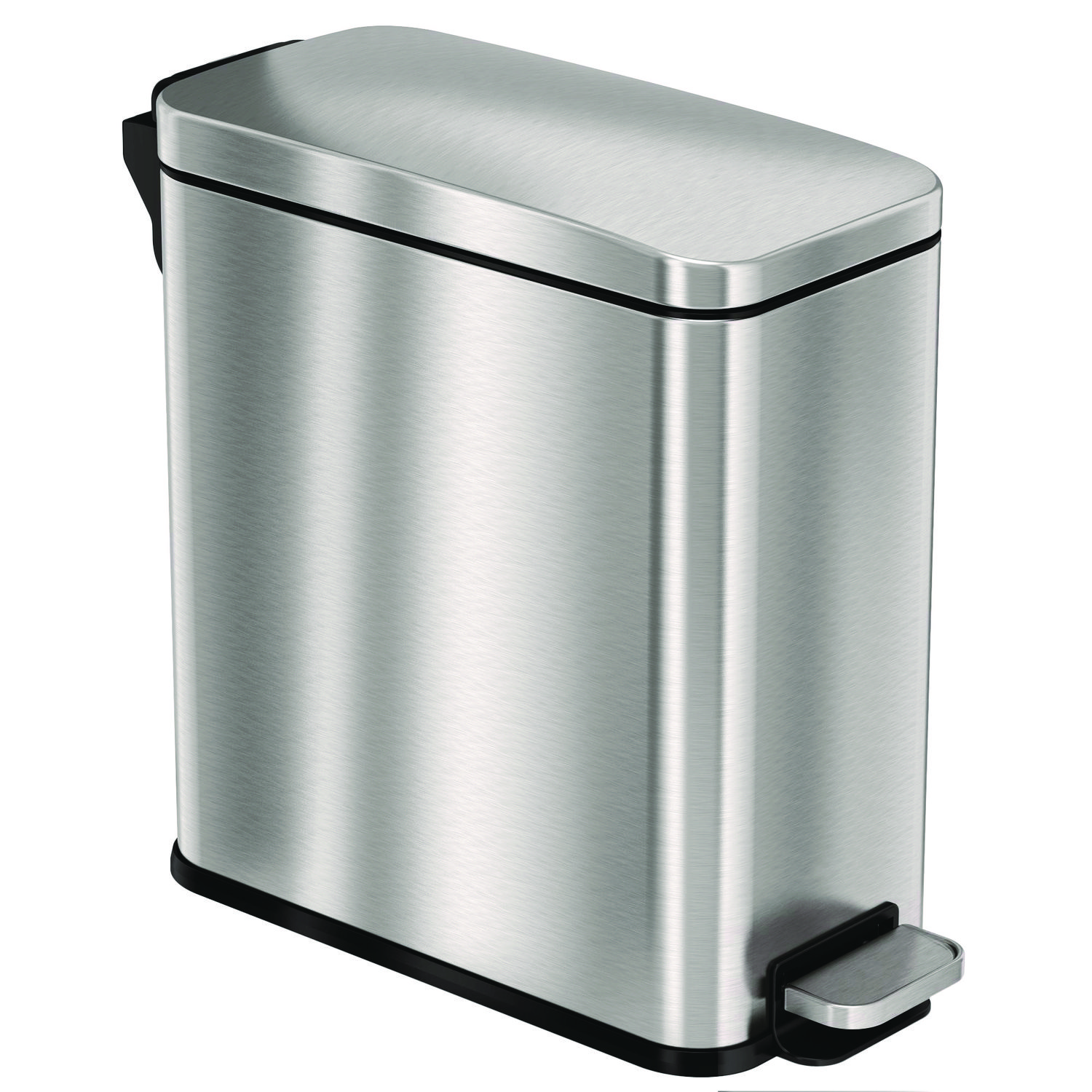 Step Pedal Trash Can, 3 gal, Plastic/Stainless Steel, Silver