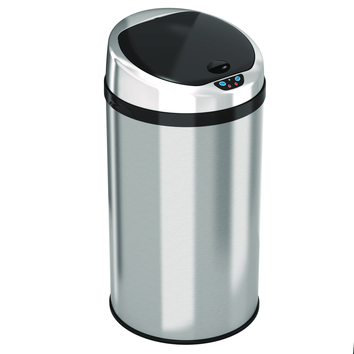 Sensor Trash Can, 8 gal, Plastic/Stainless Steel, Silver