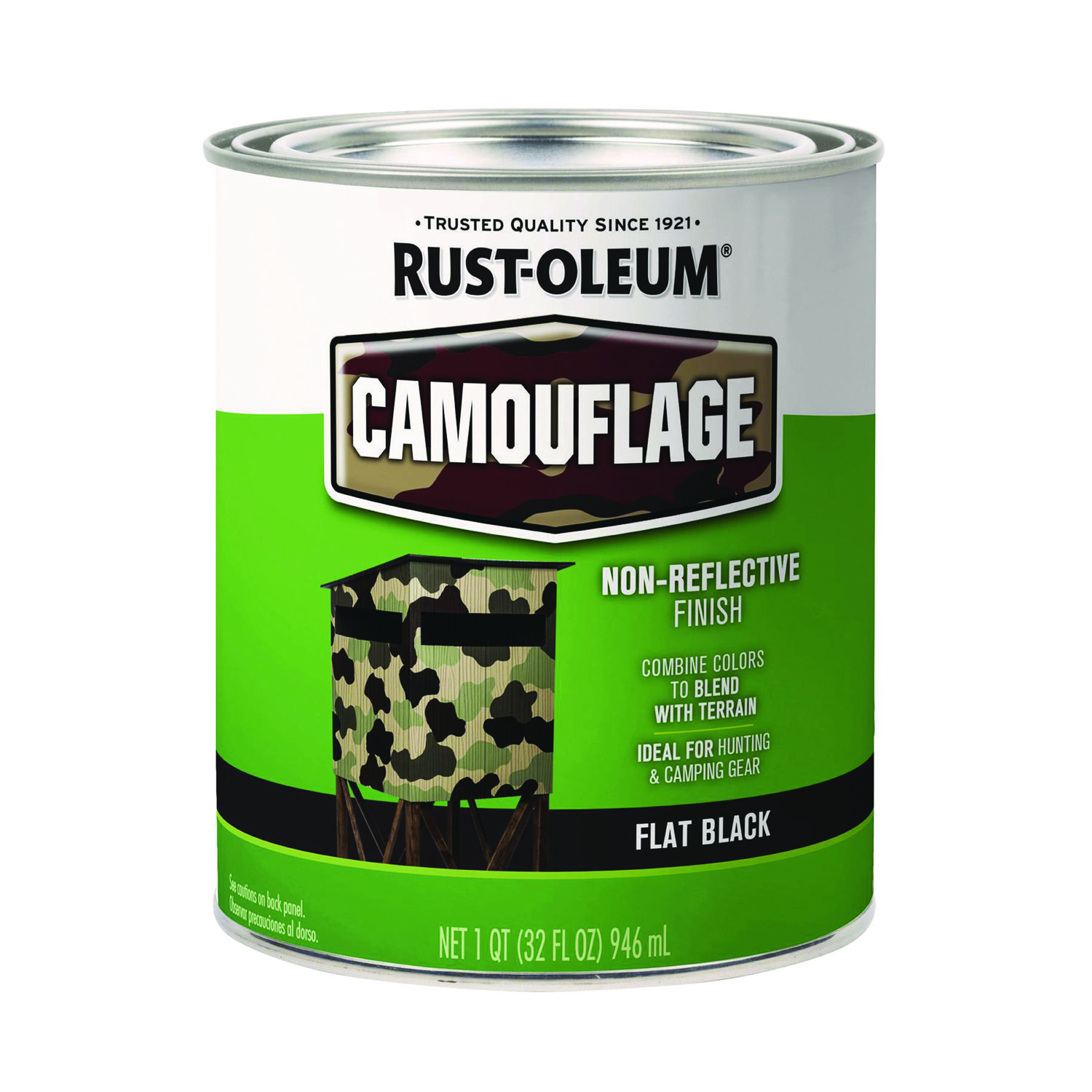 Specialty Camouflage Paint, Flat Black, 1 qt Can