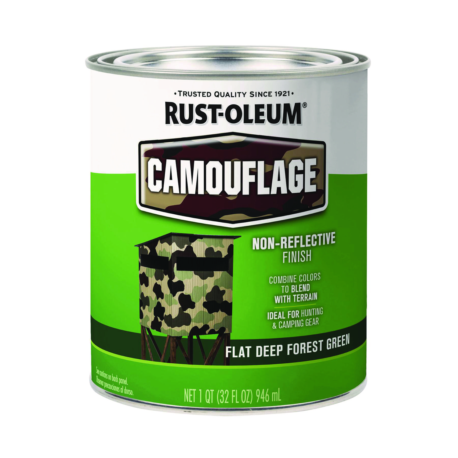 Specialty Camouflage Paint, Flat Deep Forest Green, 1 qt Can