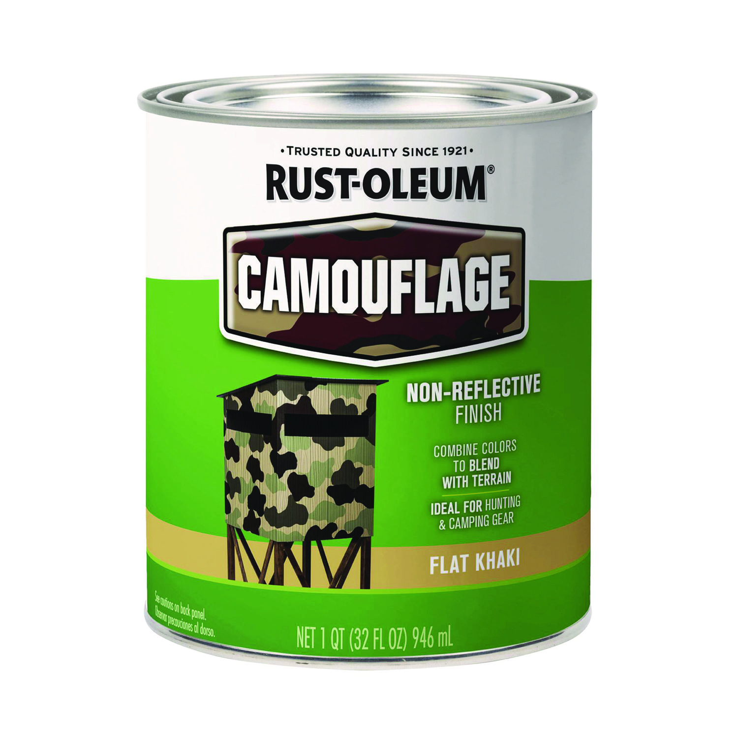 Specialty Camouflage Paint. Flat Khaki, 1 qt Can