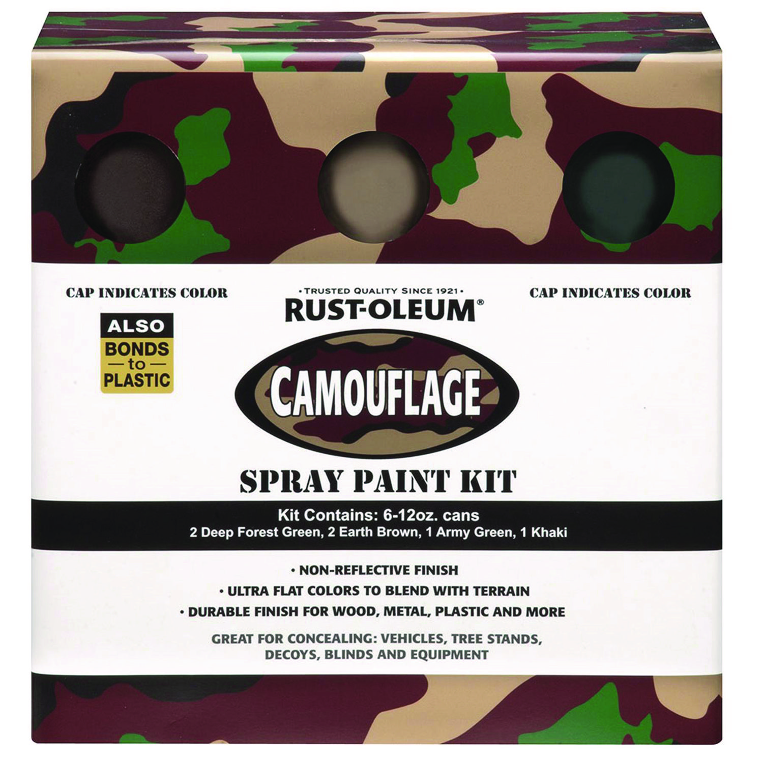 Camouflage 2X Ultra Cover Assorted Spray Paint Kit, Assorted Colors, 12 oz Aerosol Can, 6/Carton