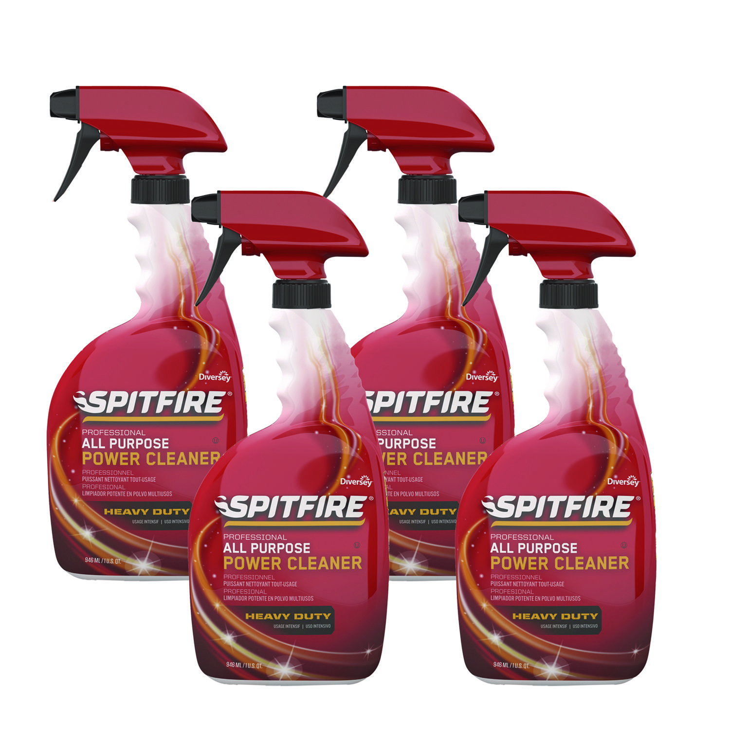 Spitfire All Purpose Power Cleaner, Liquid, 32 oz Spray Bottle, 4/Carton