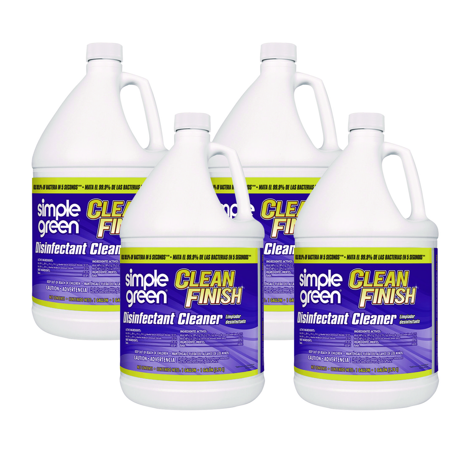 Clean Finish Disinfectant Cleaner, 1 gal Bottle, Herbal, 4/CT