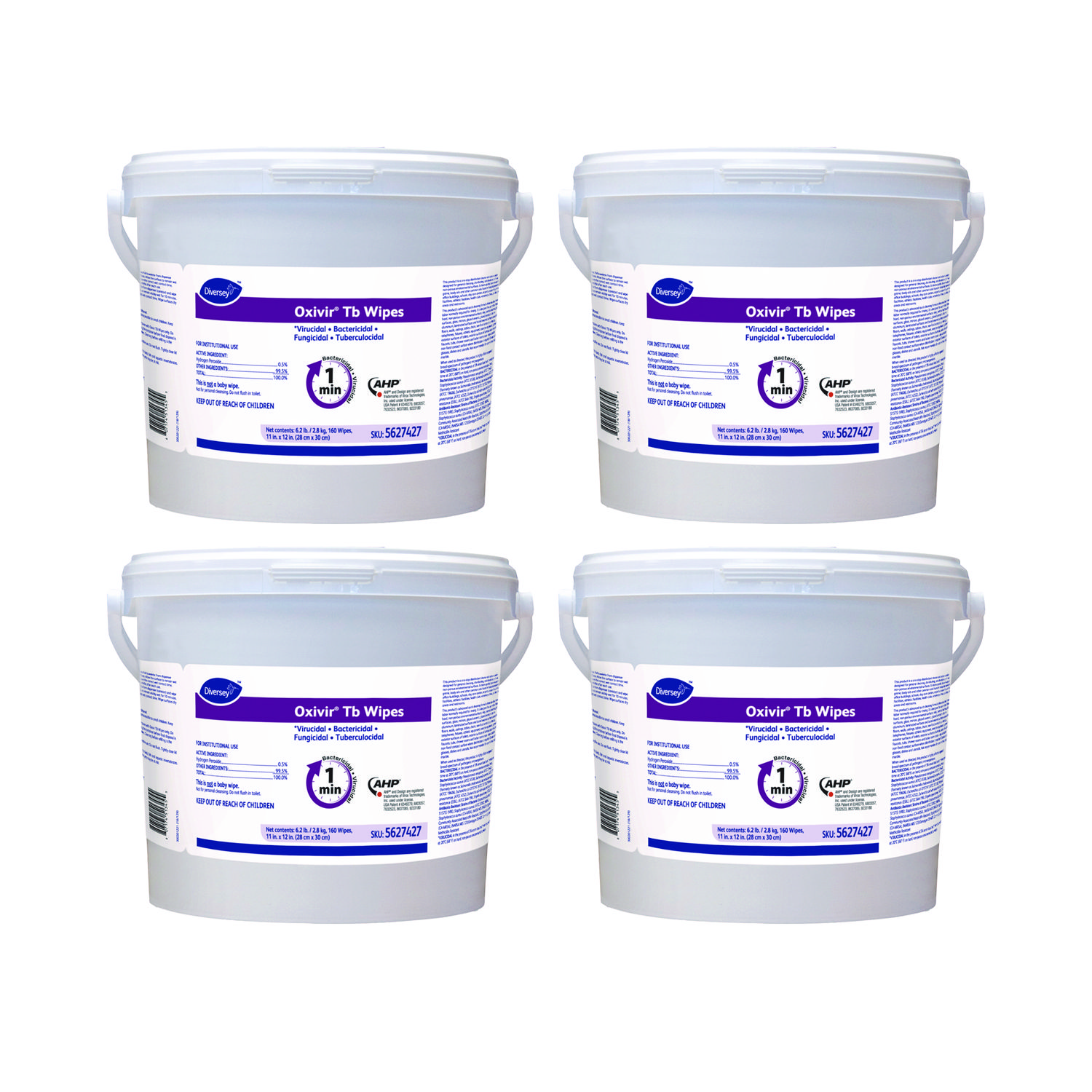 Oxivir TB Disinfectant Wipes, 11 x 12, White, 160/Bucket, 4 Buckets/Carton