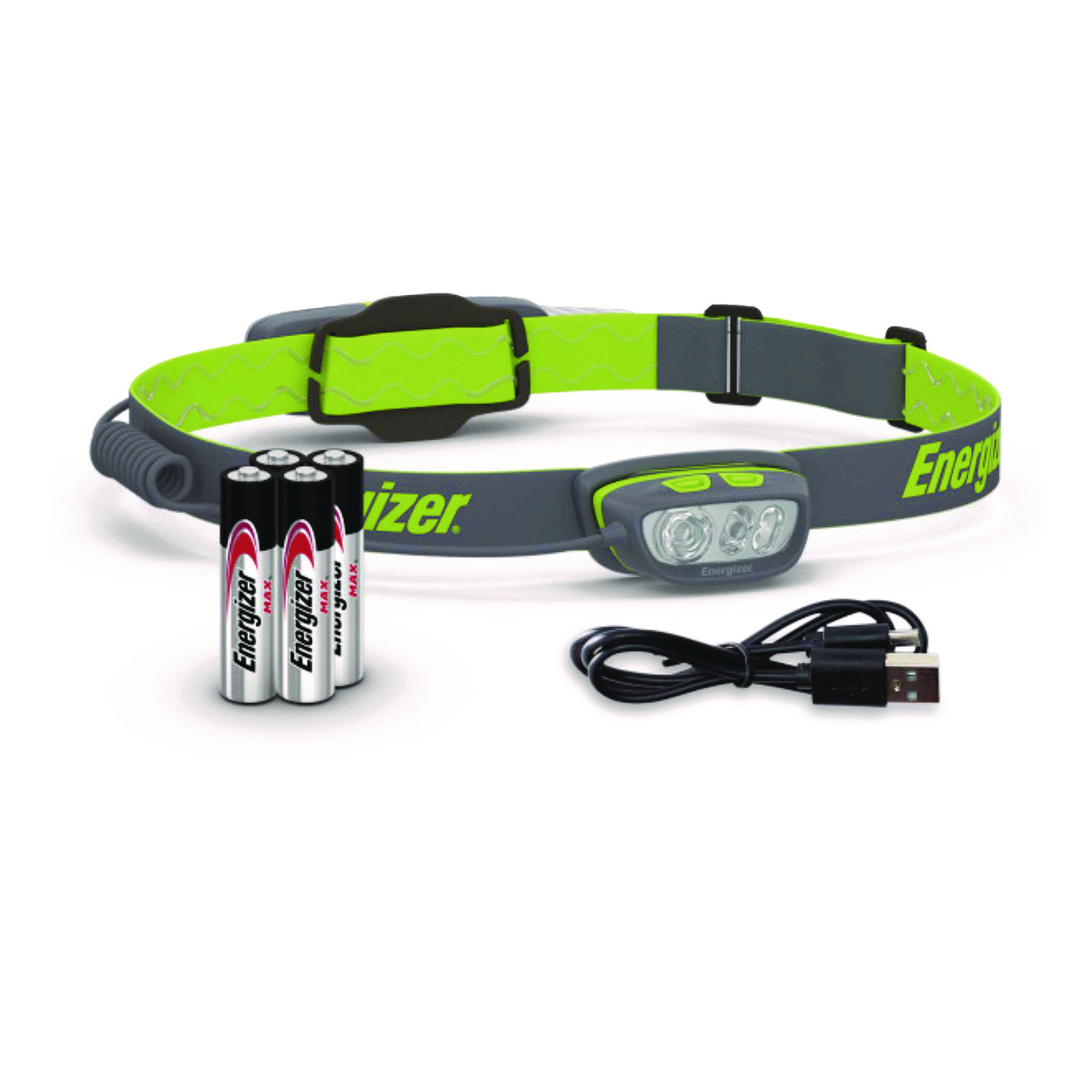 Pro Series Multi-Color Hybrid Headlamp, Rechargeable Lithium Ion/4 AAA Batteries (Included), Gray/Green