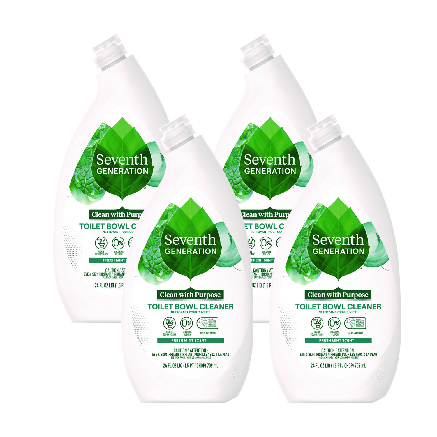 Toilet Bowl Cleaner, Fresh Mint Scent, 24 oz Bottle, 4/Carton