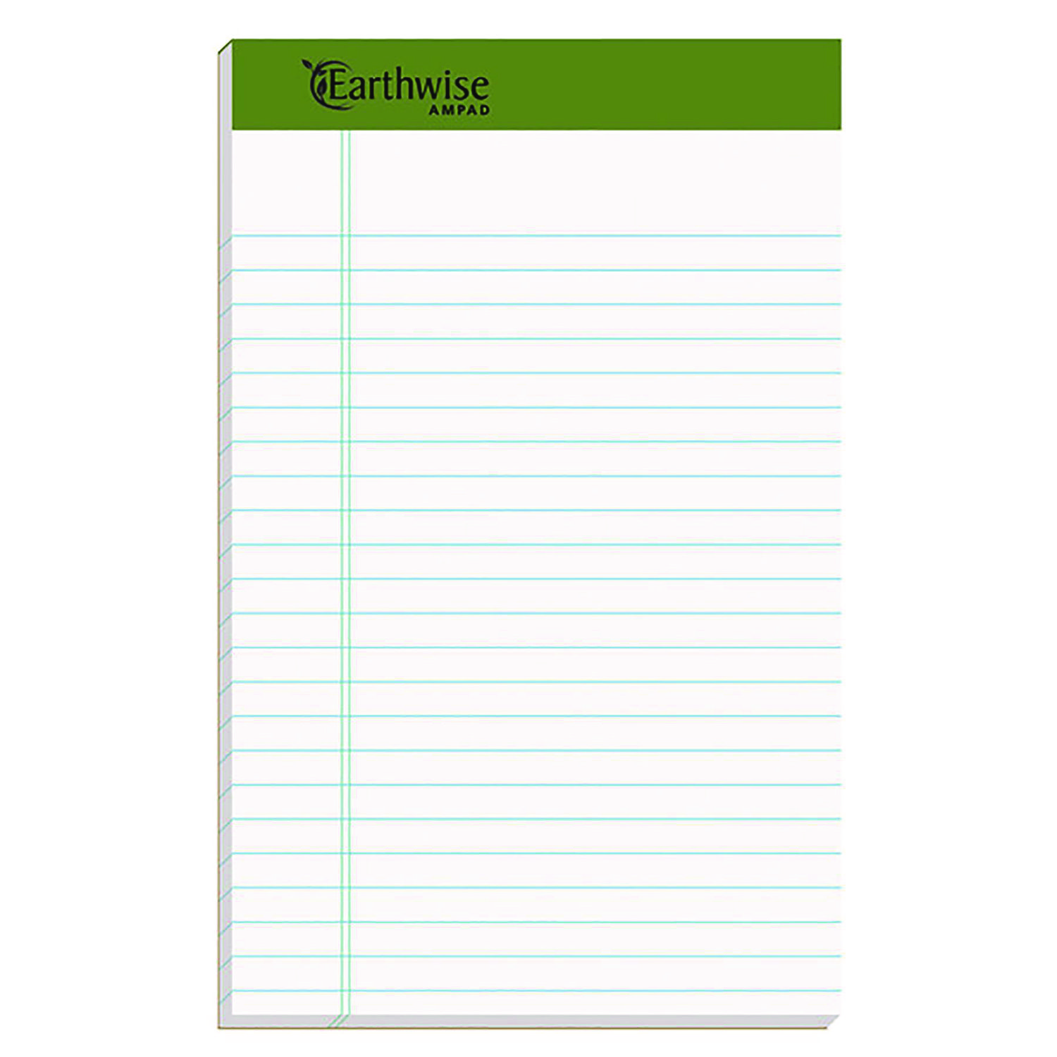 Earthwise by Ampad Recycled Paper Legal Pads, Wide/Legal Rule, 40 White 5 x 8 Sheets, 6/Pack