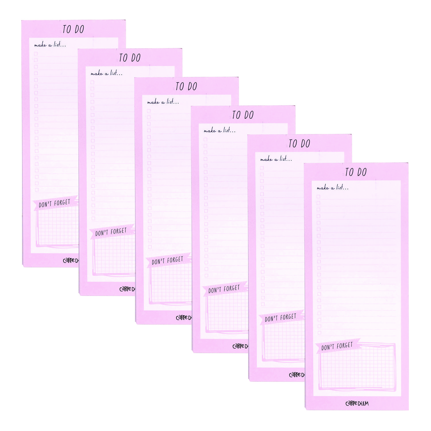 Magnetic To Do List, Unruled, 60 Pink/White 3.5 x 8.5 Sheets, 6/Pack