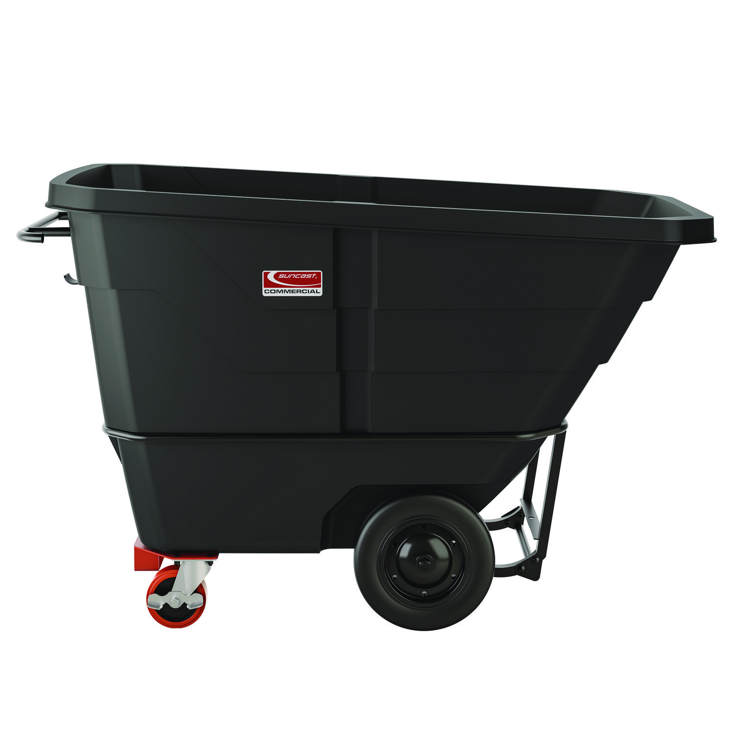 Heavy Duty Tilt Truck, 1 cu yd, Plastic, Black/Red