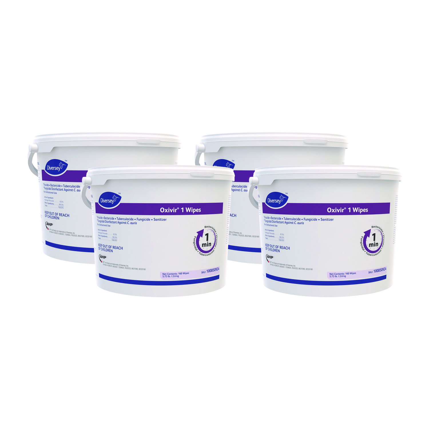 Oxivir 1 Wipes, 1-Ply, 11 x 12, 160/Canister, 4 Canisters/Carton