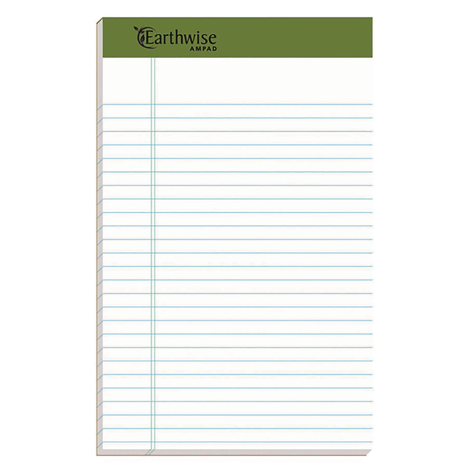 Earthwise by Ampad Recycled Writing Pad, Narrow Rule, Politex Green Headband, 50 White 5 x 8 Sheets, Dozen