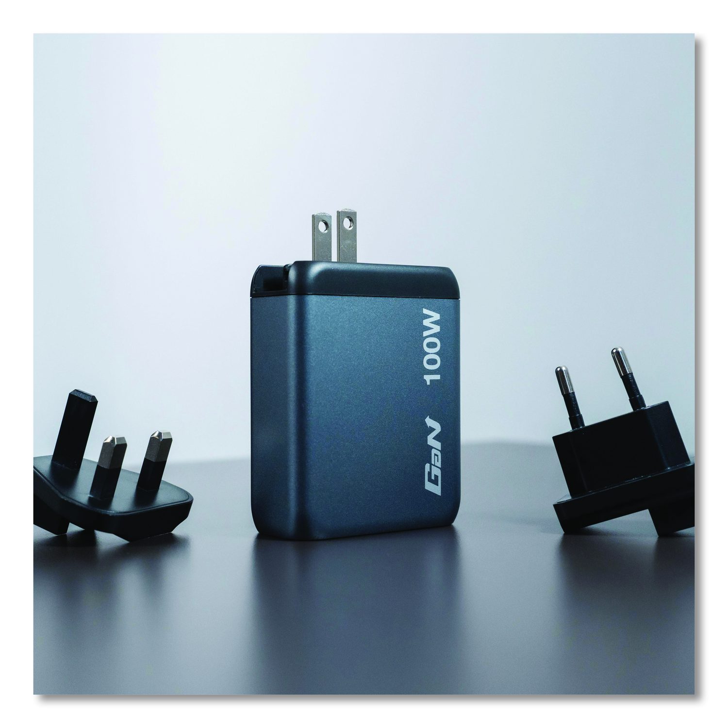 100 W 4-Port GaN Wall Charger, Black/Gray - Office Source 360