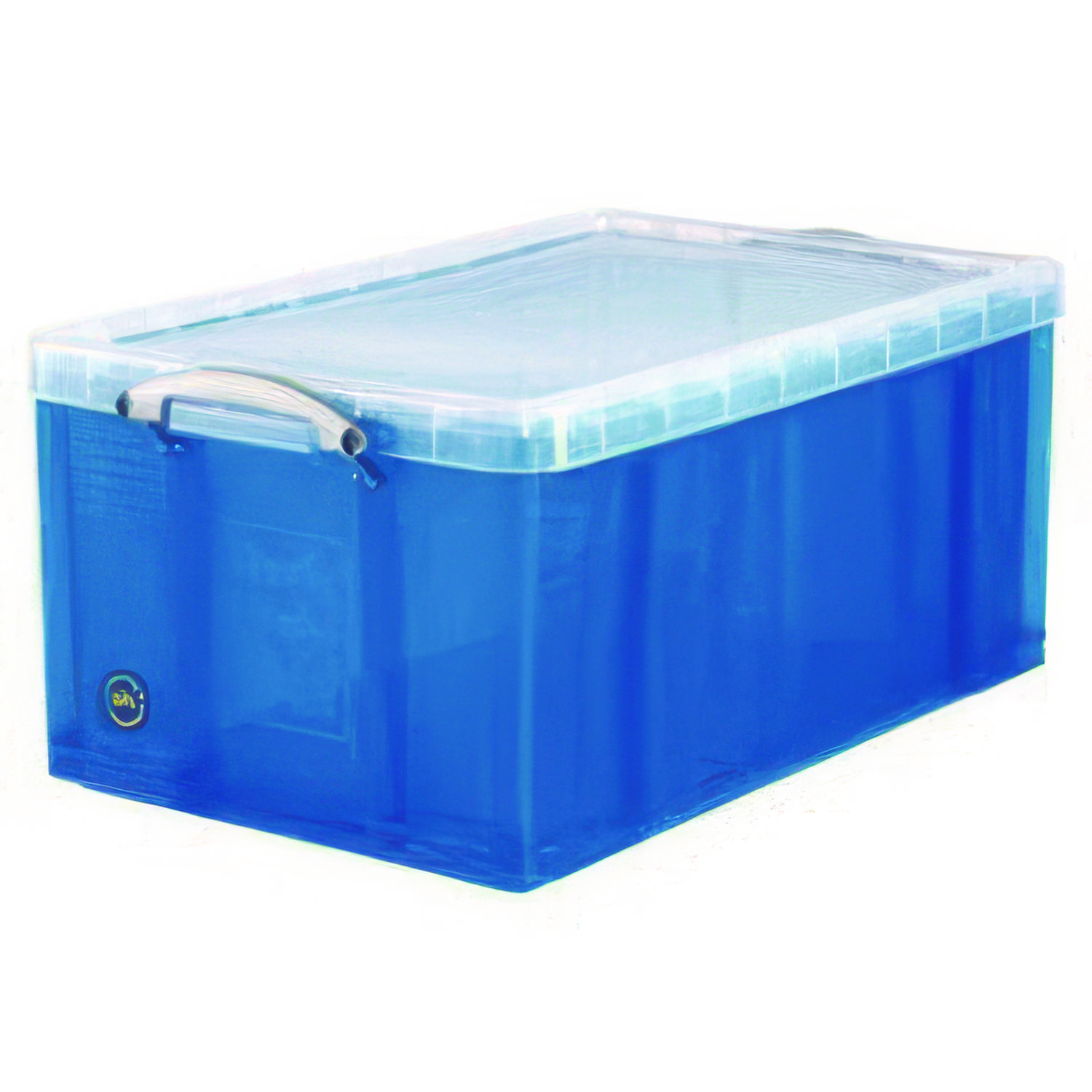 Snap-Lid Storage Bin, 16.9 gal, 17.31″ x 28″ x 12.25″, Transparent Blue