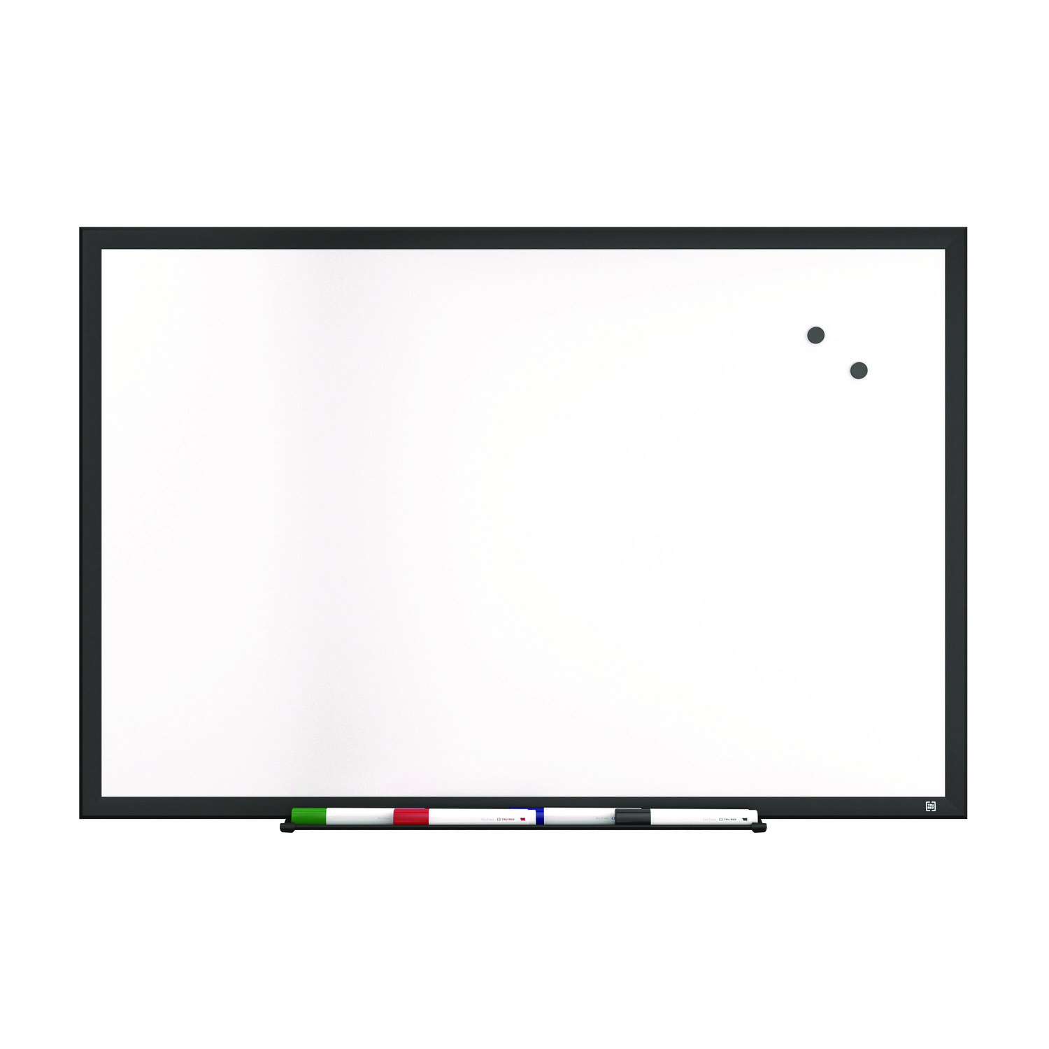 Magnetic Steel Dry Erase Board, 24″ x 36″, White Surface, Black Aluminum Frame