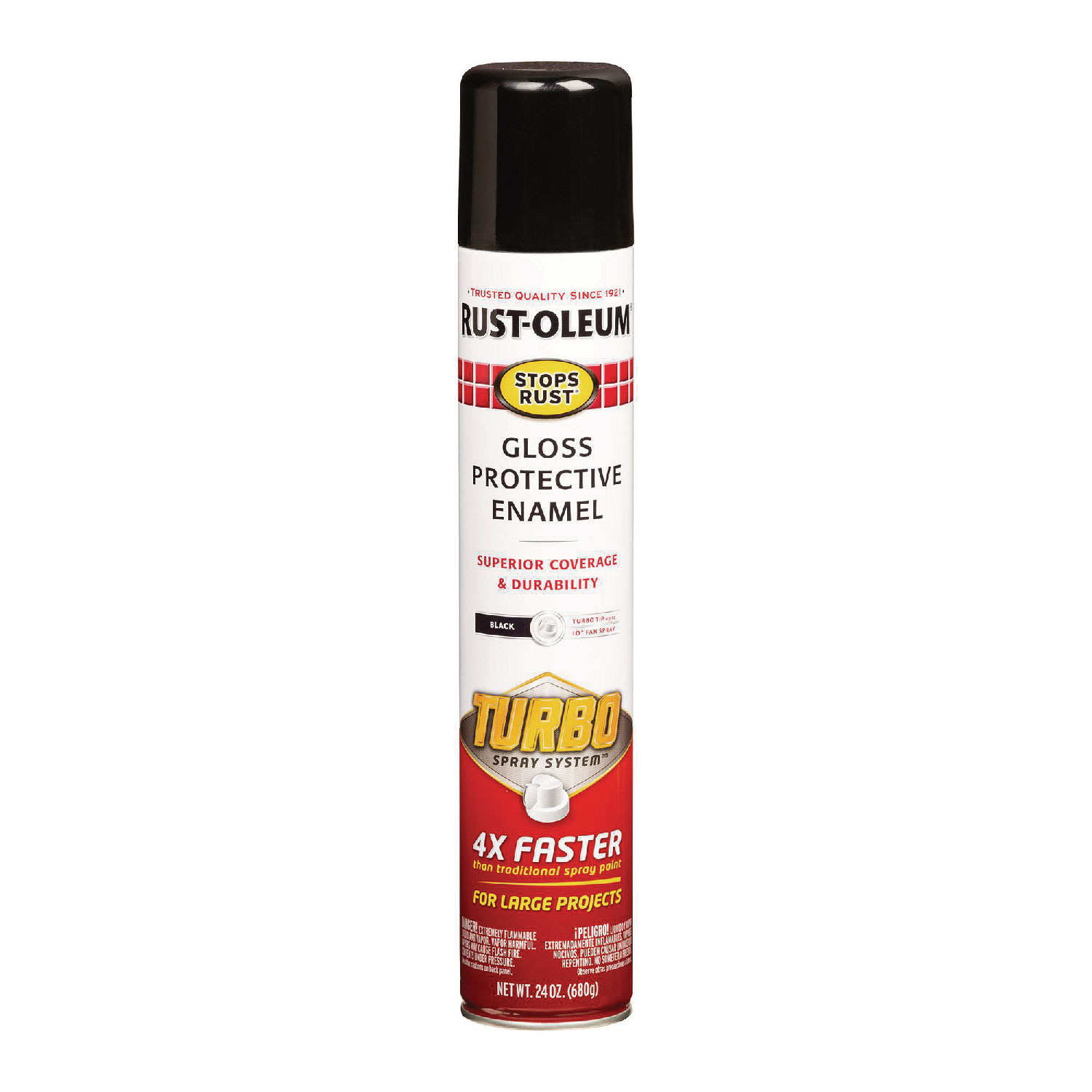 Stops Rust Turbo Spray, Gloss Black, 24 oz Aerosol Can, 6/Carton