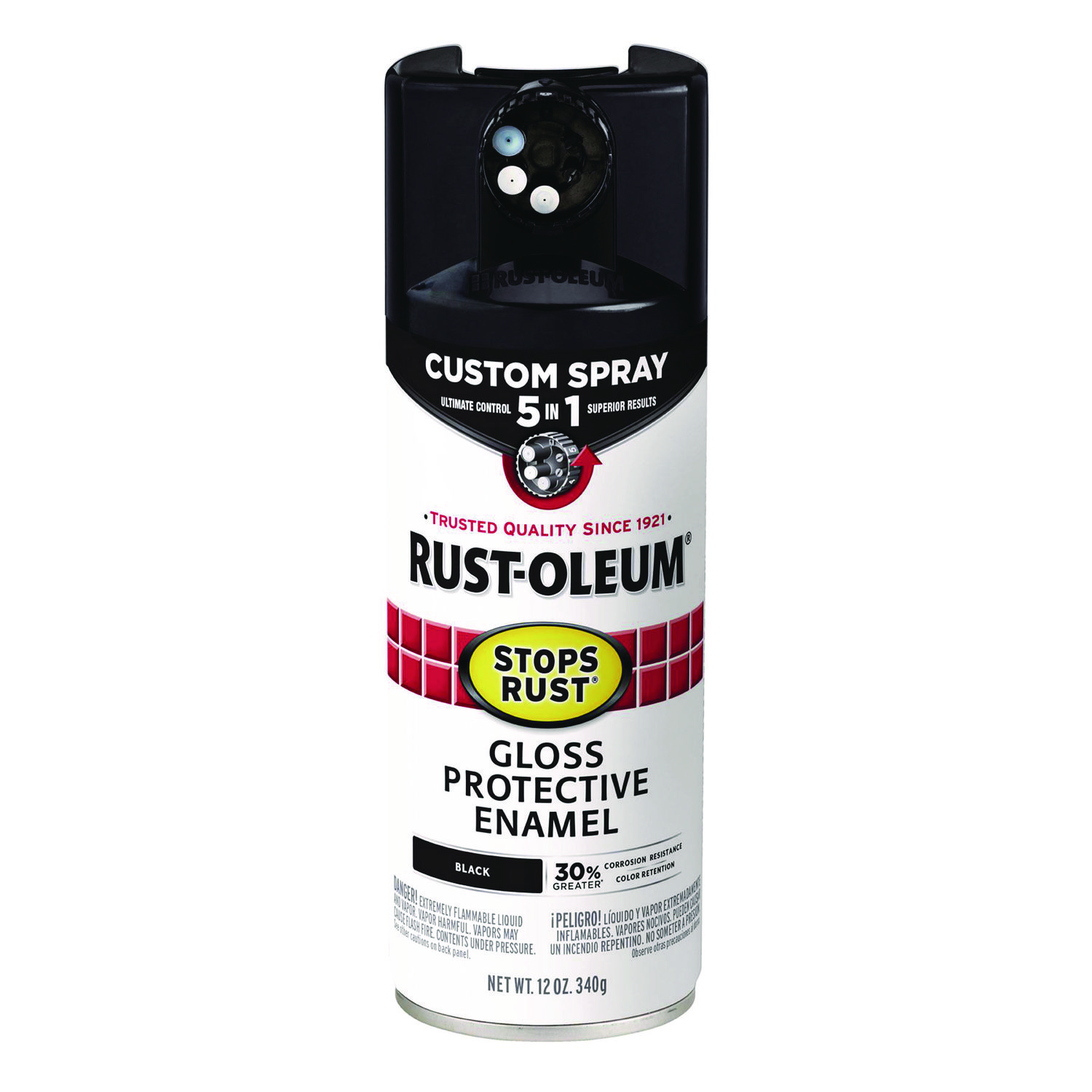 Stops Rust 5-in-1 Spray Paint, Gloss Black, 12 oz Aerosol Can