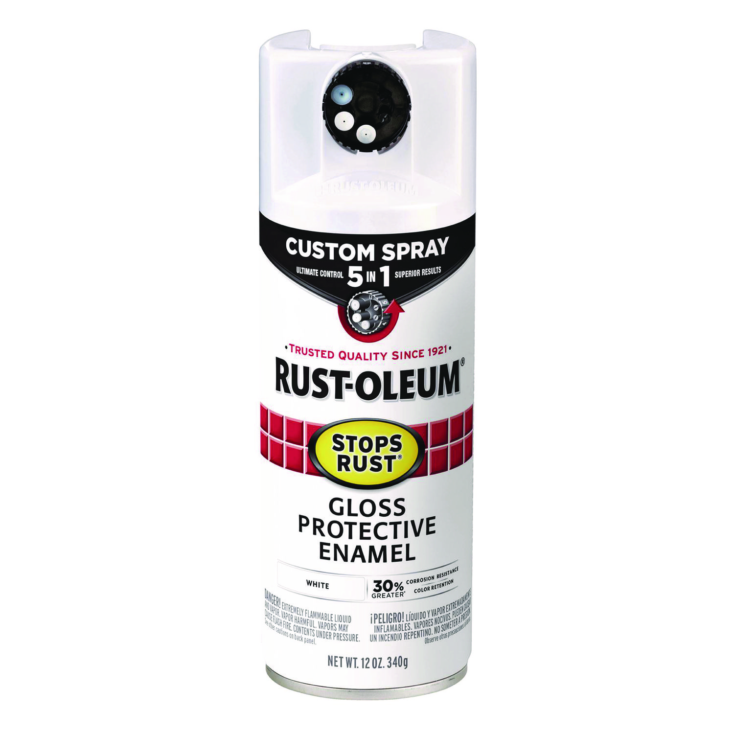 Stops Rust 5-in-1 Spray Paint, Gloss White, 12 oz Aerosol Can