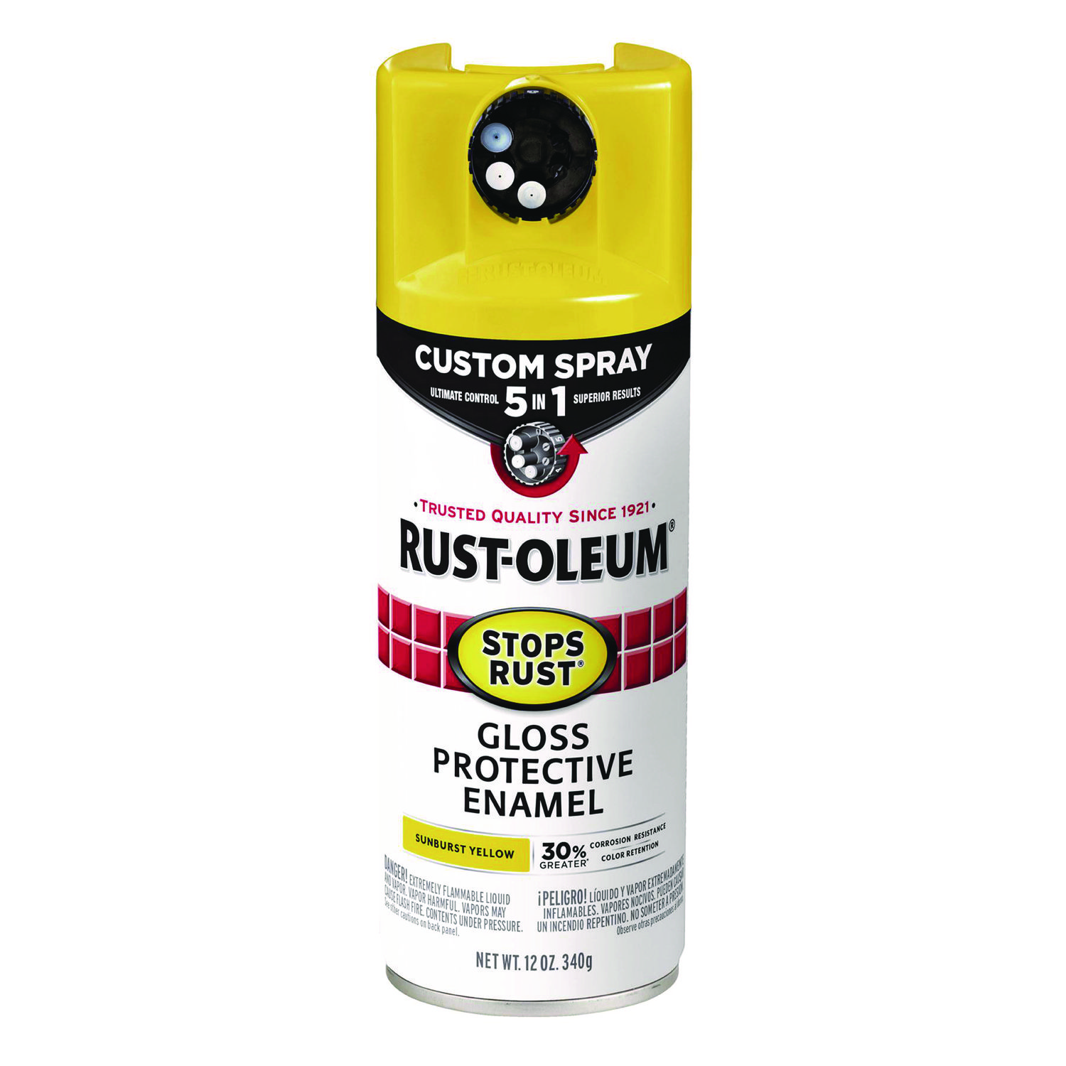Stops Rust 5-in-1 Spray Paint, Gloss Sunburst Yellow, 12 oz Aerosol Can