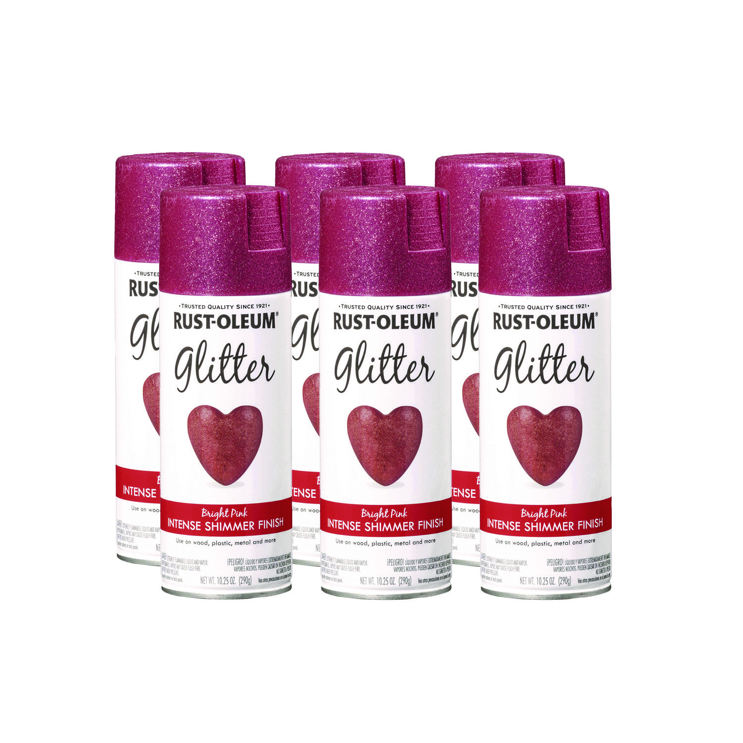 Specialty Glitter Spray Paint, Glitter Pink, 10.25 oz Aerosol Can, 6/Carton