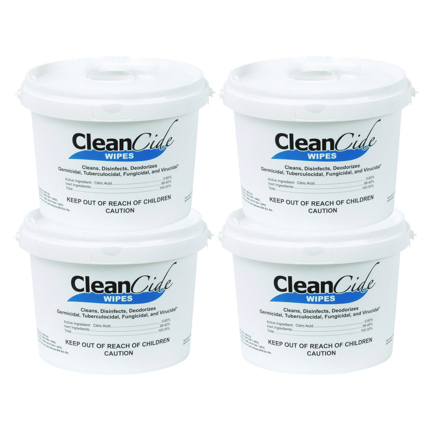 CleanCide Disinfecting Wipes, 1-Ply, 8 x 5.5, Fresh Scent, White, 400/Tub, 4 Tubs/Carton