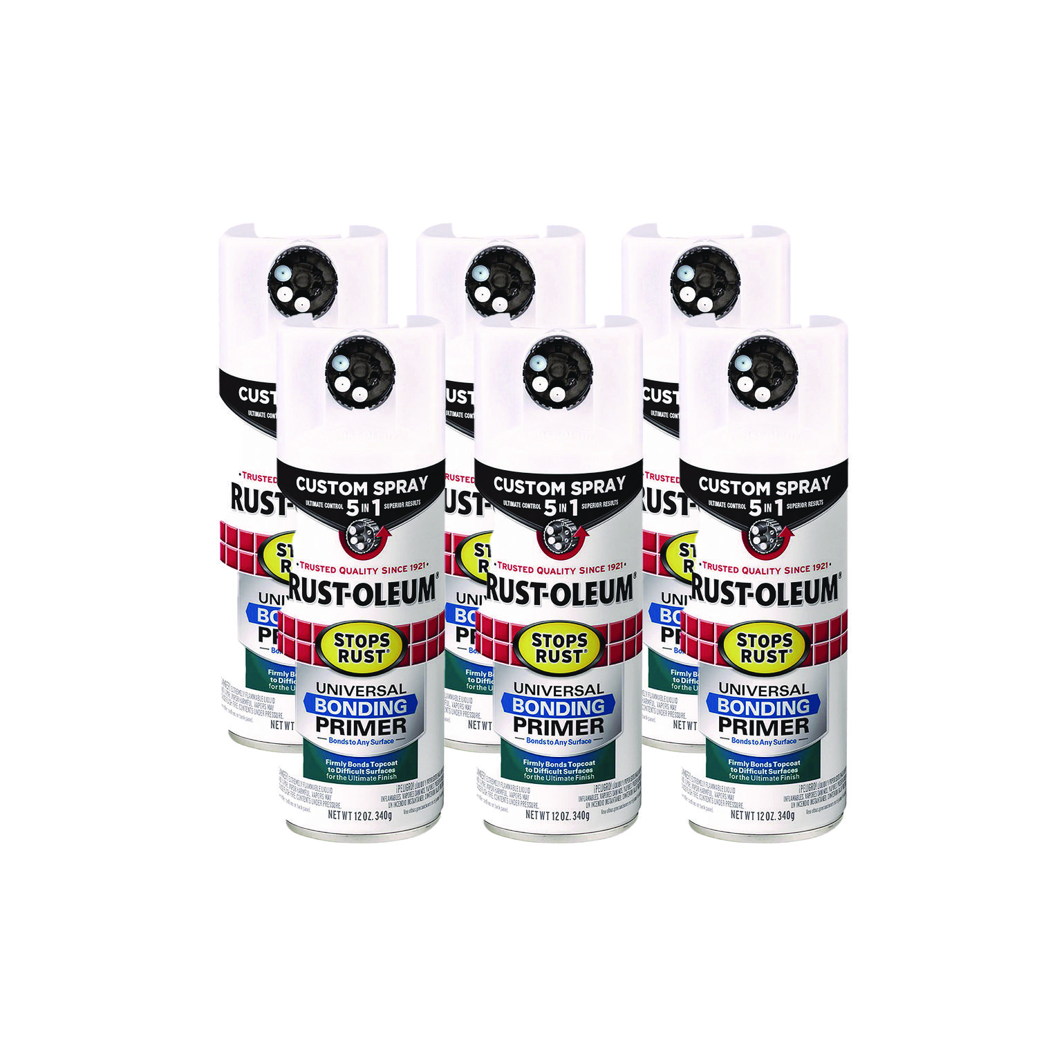 Stops Rust 5-in-1 Spray Paint, Clean Metal, 12 oz Aerosol Can, 6/Carton