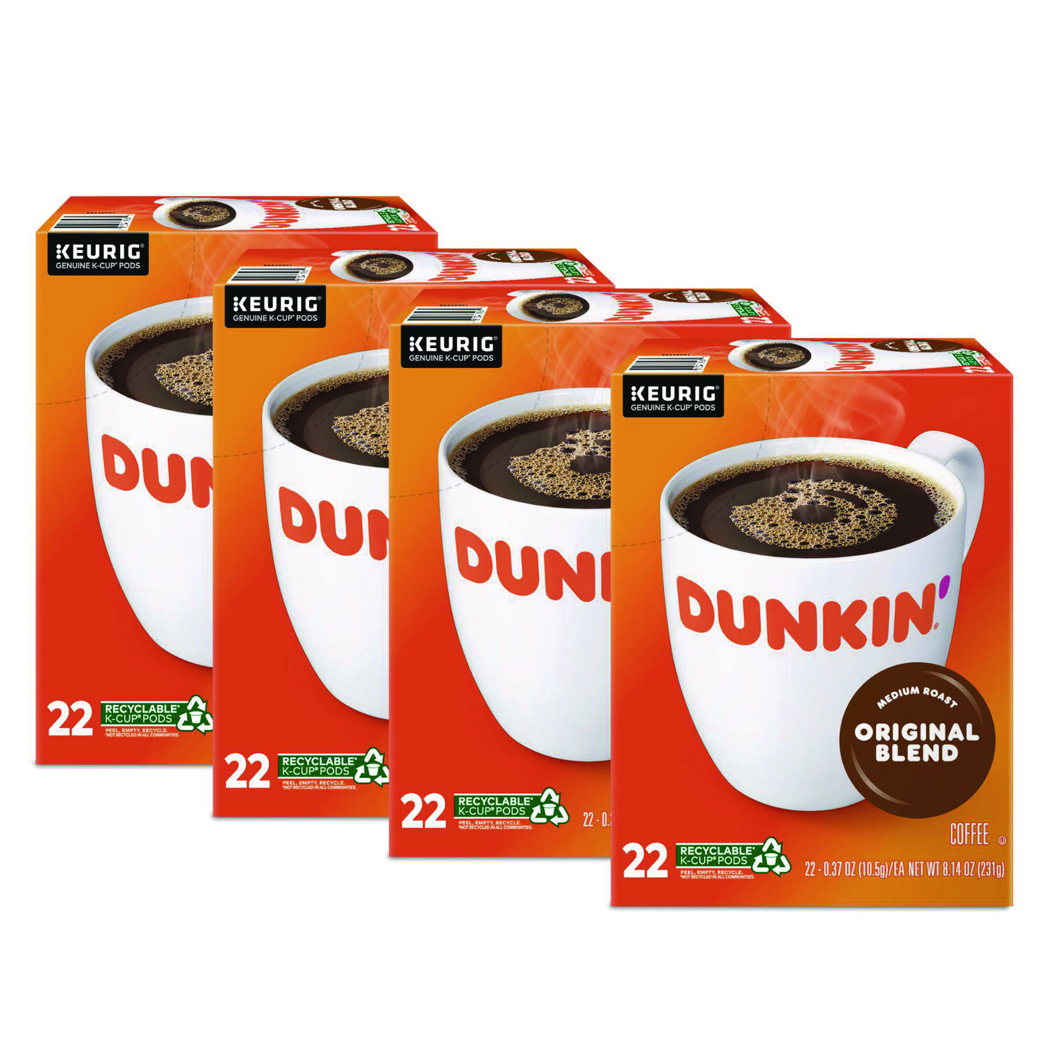 K-Cup Pods, Dunkin Regular, 88/Carton