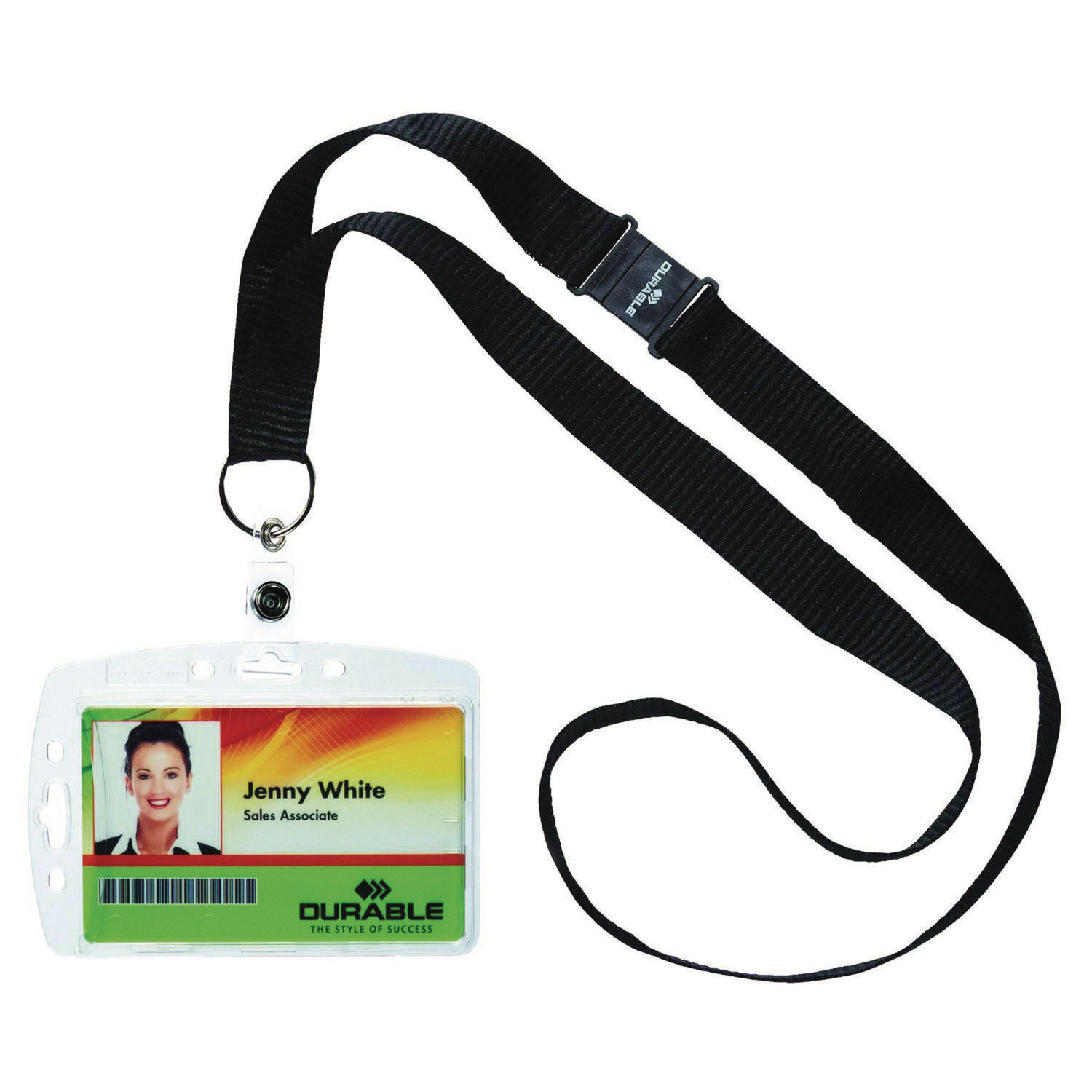 ID/Security Card Holder Set, Vertical/Horizontal, Lanyard, Clear, 10/Pack