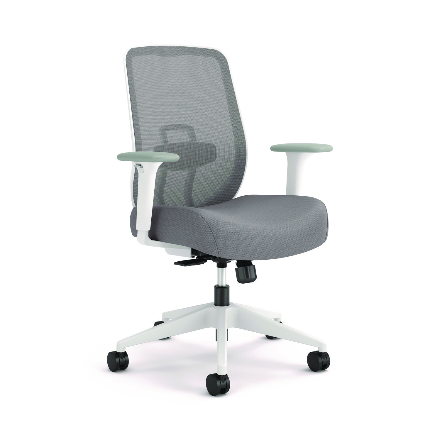 Altern Mesh Back Task Chair, 17.95 to 21.1 Seat Height, Gray Seat, Gray/White Back, White Base