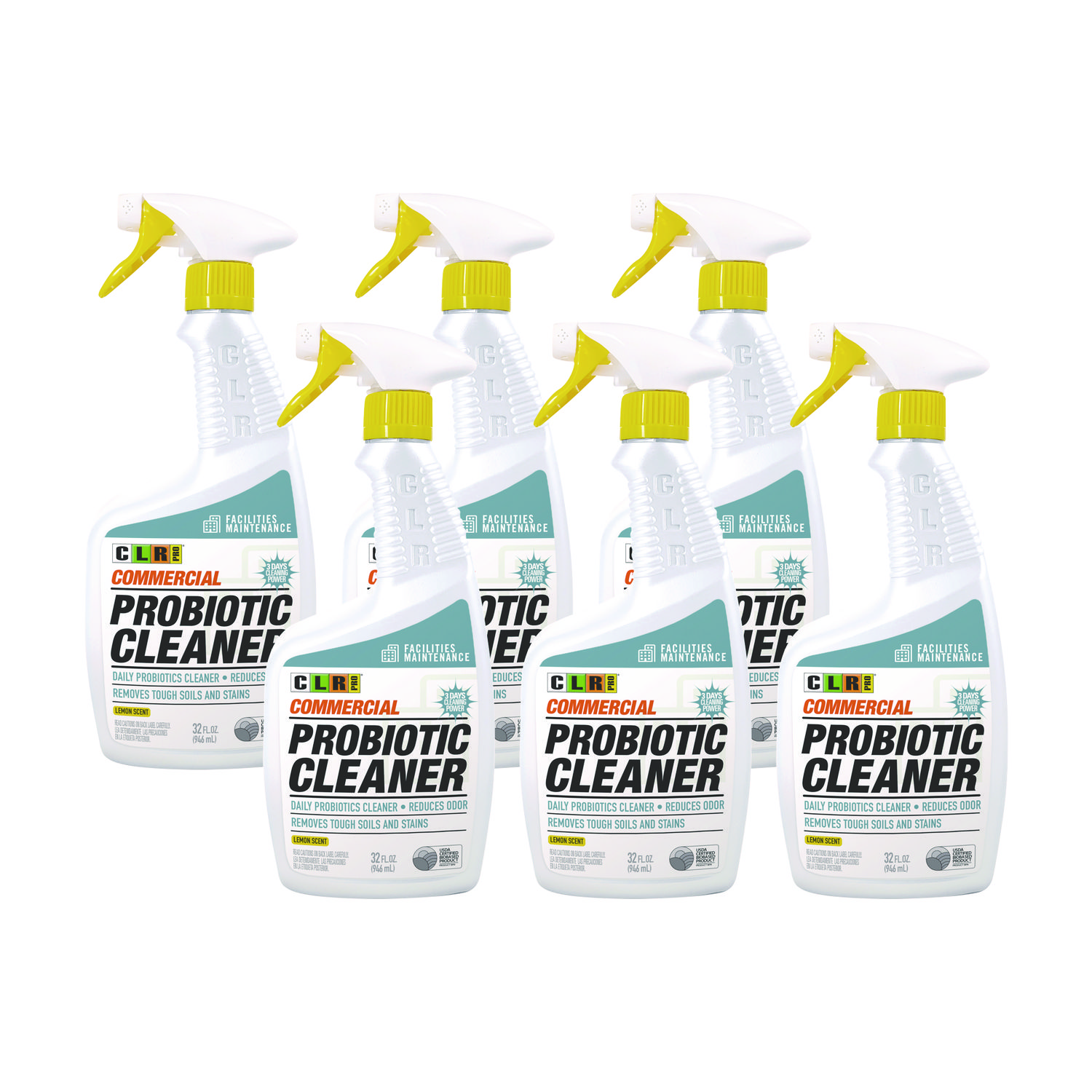 Commercial Probiotic Cleaner, Lemon Scent, 32 oz Spray Bottle, 6/Carton