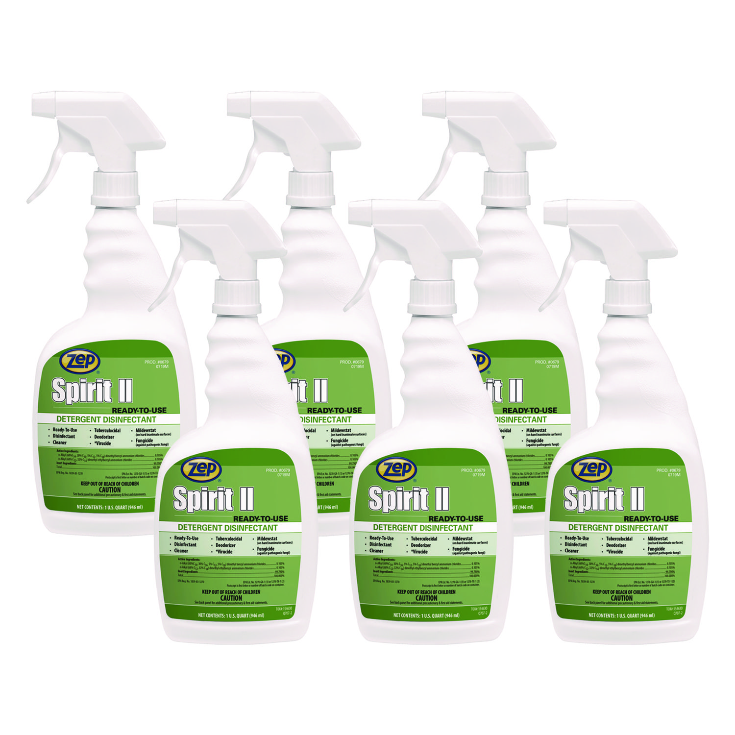 Spirit II Ready-to-Use Disinfectant, Citrus Scent, 32 oz Spray Bottle, 12/Carton