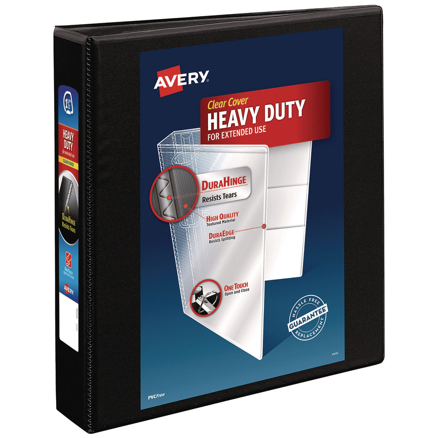 Heavy-Duty Non Stick View Binder with DuraHinge and Slant Rings, 3 Rings, 1.5