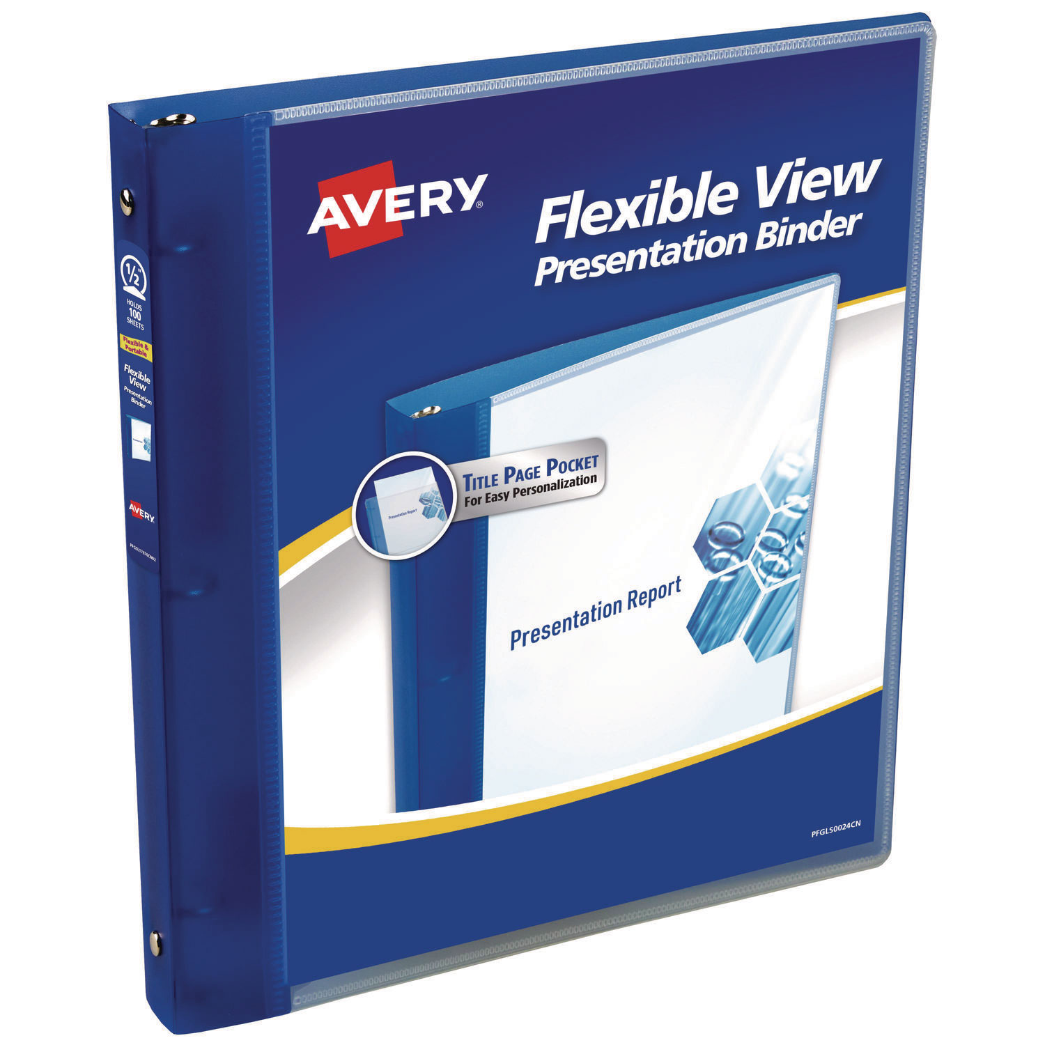 Flexible View Binder with Round Rings, 3 Rings, 0.5″ Capacity, 11 x 8.5, Blue