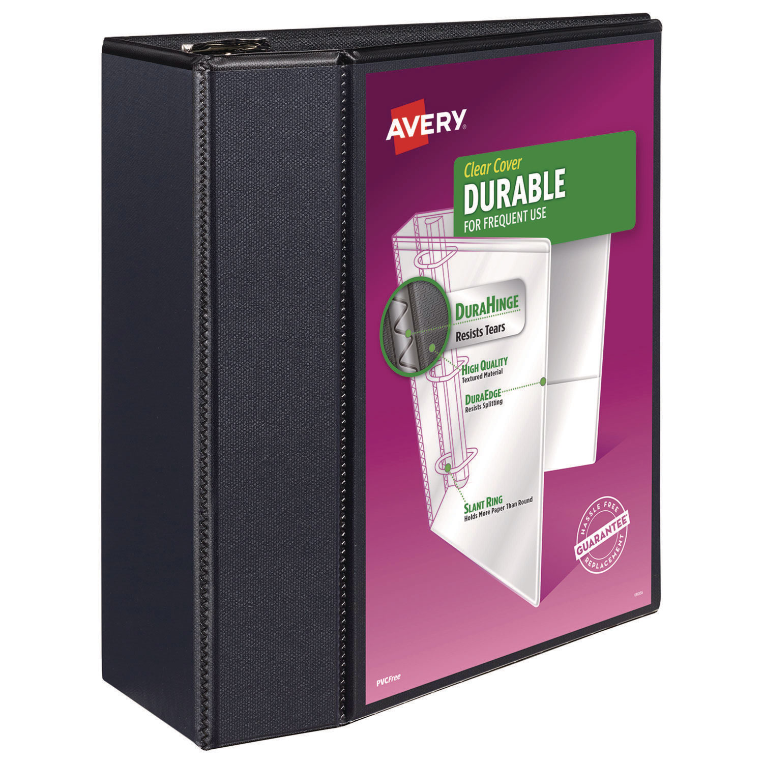 Durable View Binder with DuraHinge and EZD Rings, 3 Rings, 5″ Capacity, 11 x 8.5, Black, (9900)