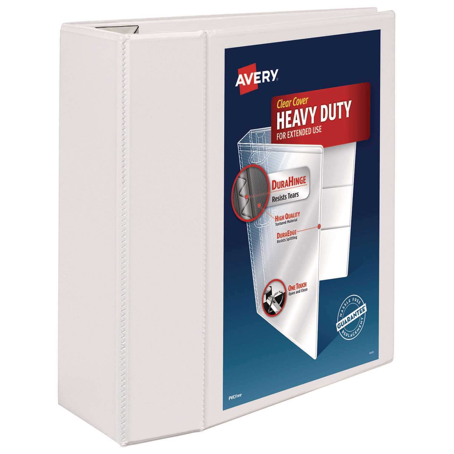 Heavy-Duty View Binder with DuraHinge and Locking One Touch EZD Rings, 3 Rings, 5″ Capacity, 11 x 8.5, White