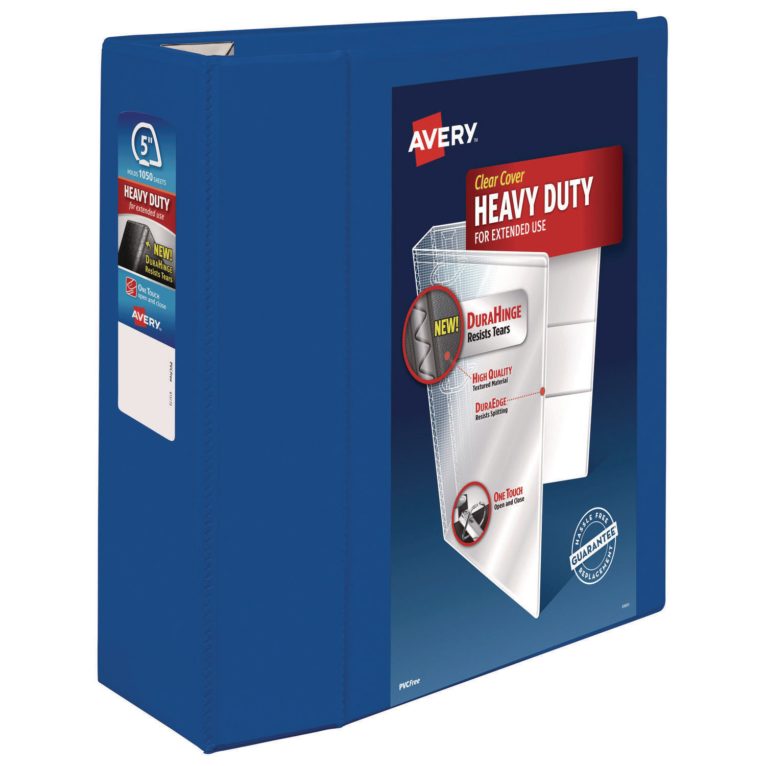 Heavy-Duty View Binder with DuraHinge and Locking One Touch EZD Rings, 3 Rings, 5″ Capacity, 11 x 8.5, Pacific Blue