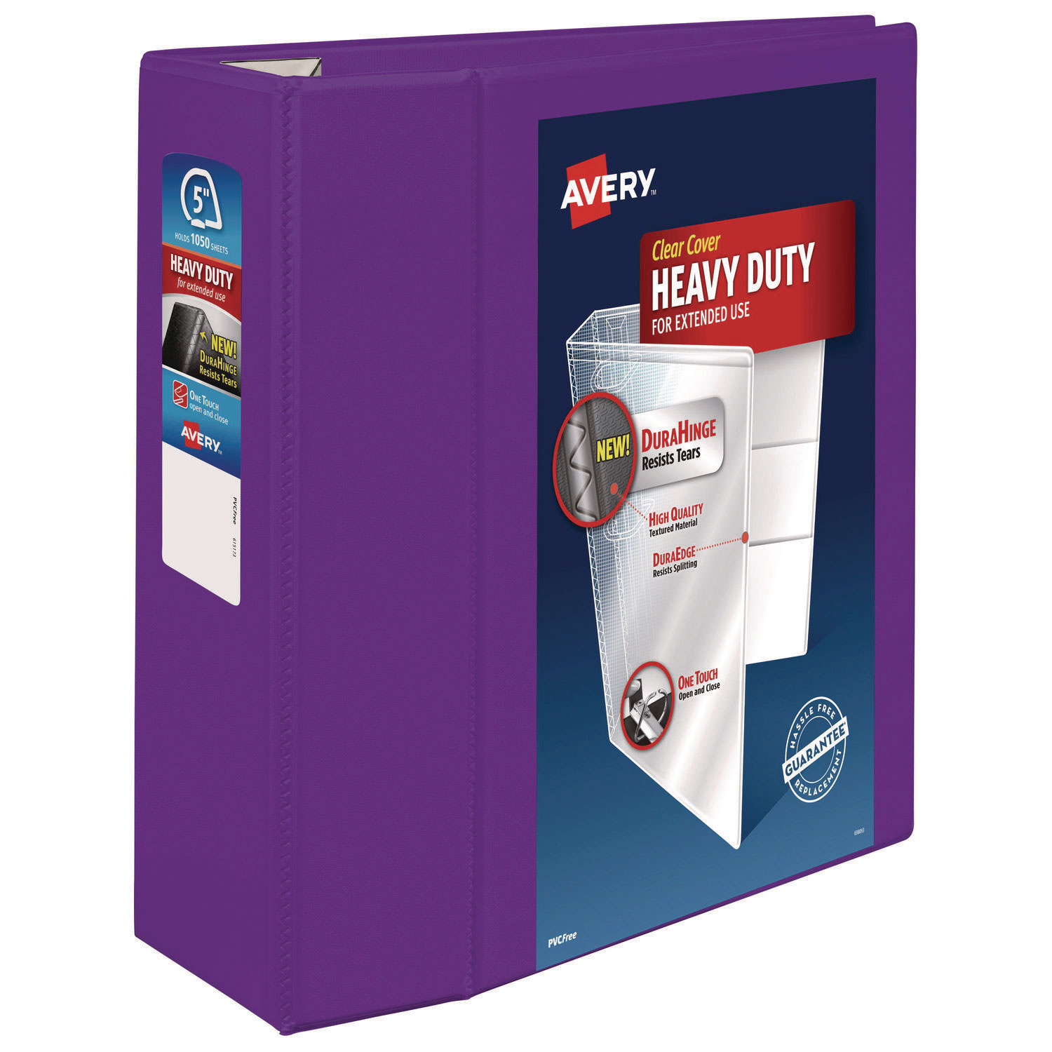 Heavy-Duty View Binder with DuraHinge and Locking One Touch EZD Rings, 3 Rings, 5″ Capacity, 11 x 8.5, Purple