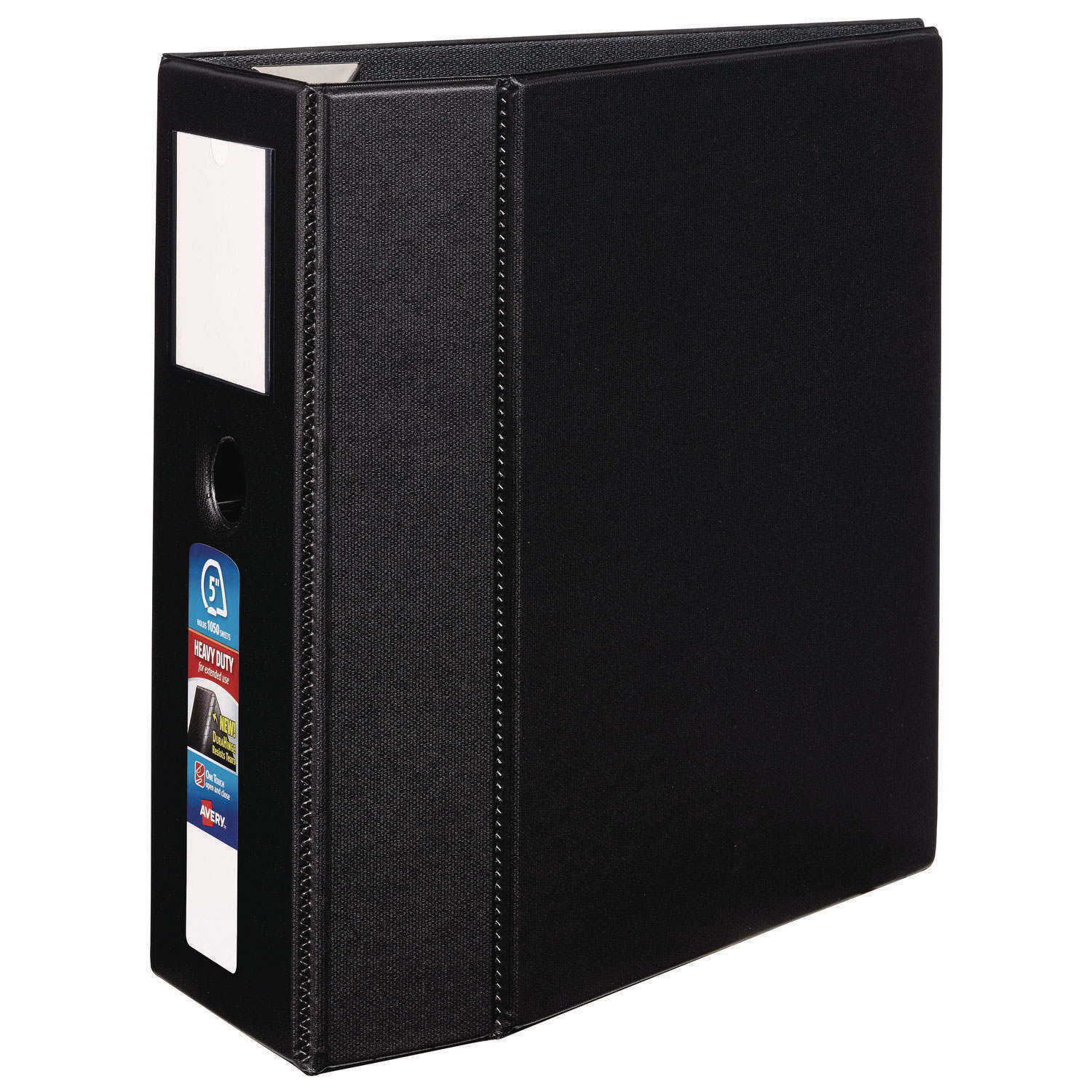 Heavy-Duty Non-View Binder, DuraHinge, Three Locking One Touch EZD Rings, Spine Label, Thumb Notch, 5″ Cap, 11 x 8.5, Black