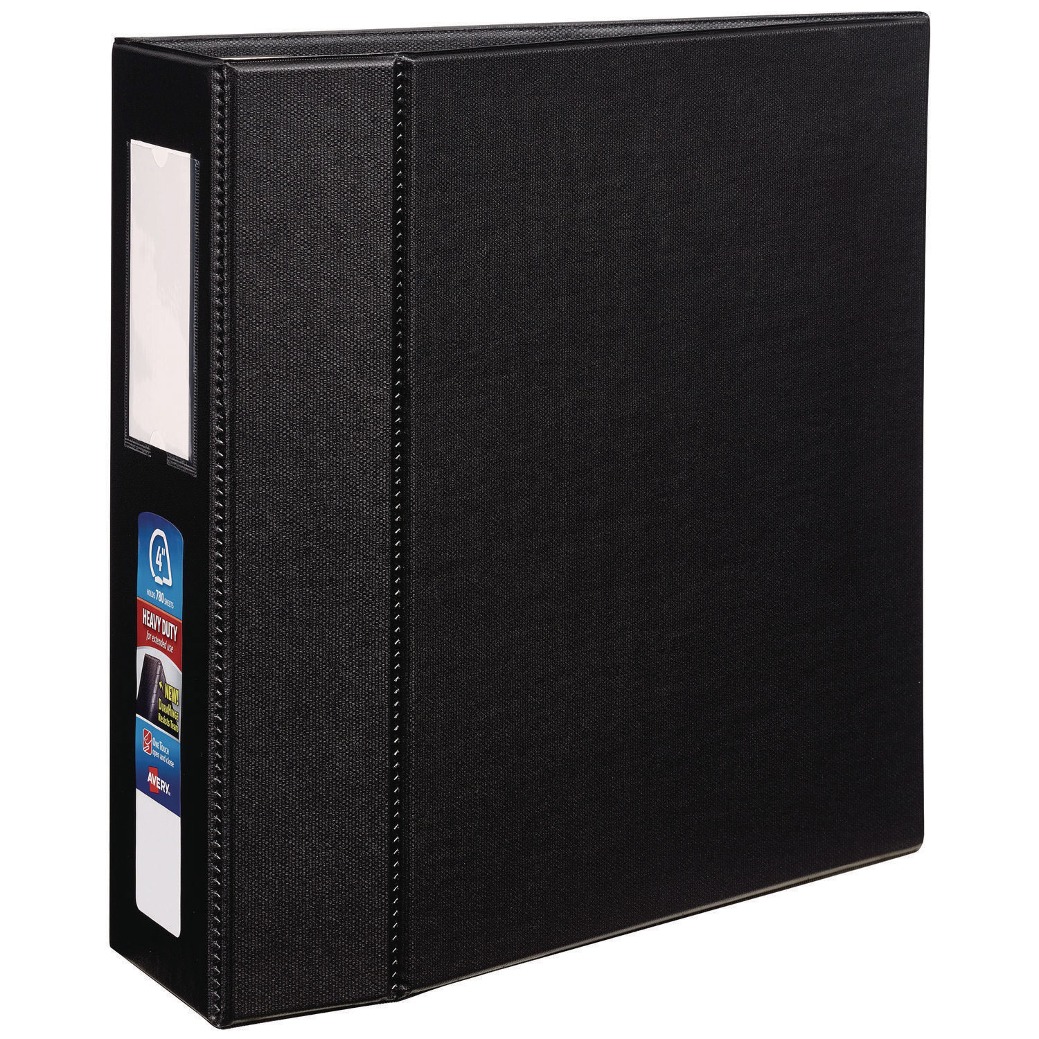 Heavy-Duty Non-View Binder with DuraHinge, Three Locking One Touch EZD Rings and Spine Label, 4″ Capacity, 11 x 8.5, Black