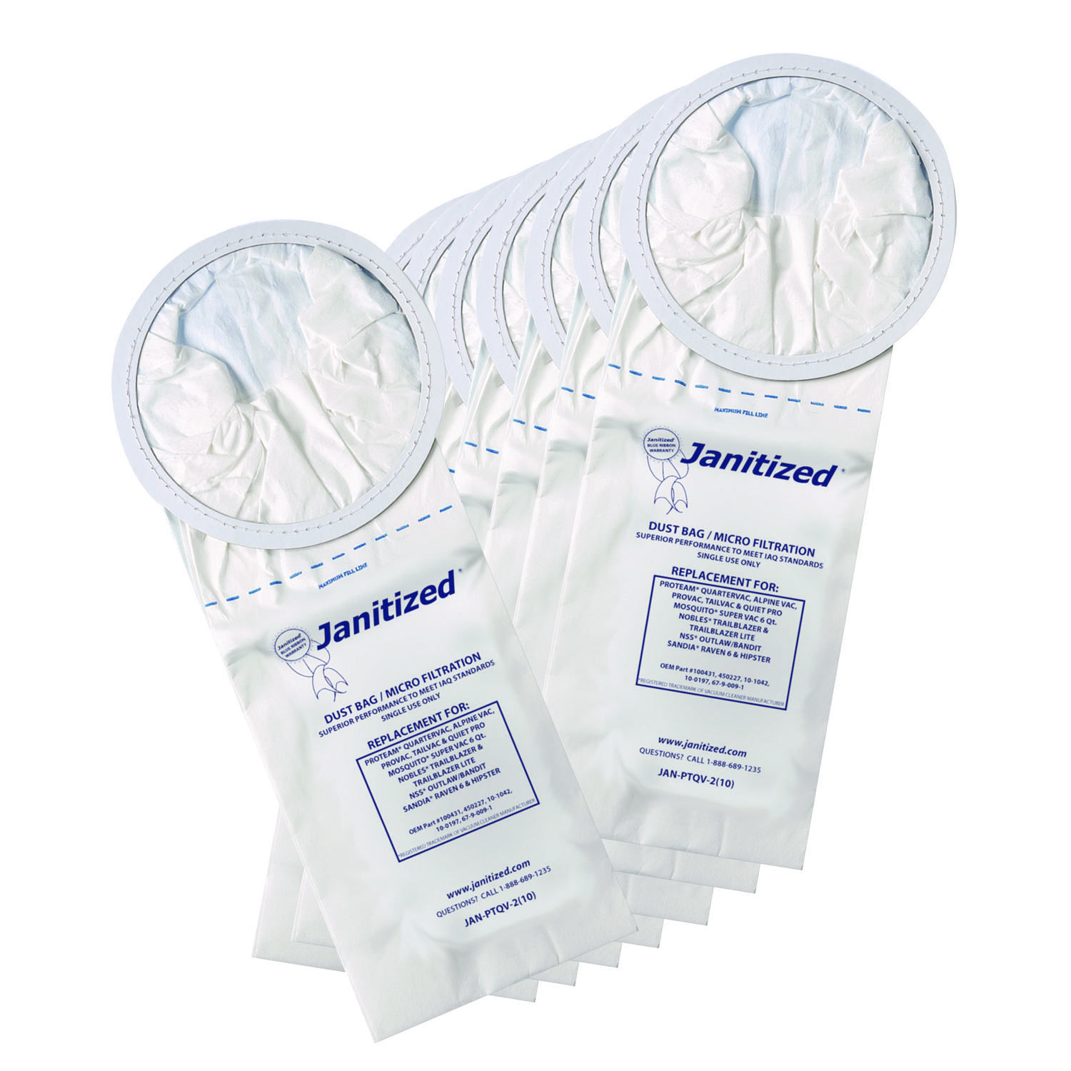 Vacuum Filter Bags Designed to Fit ProTeam 6 qt QuarterVac, 100/Carton