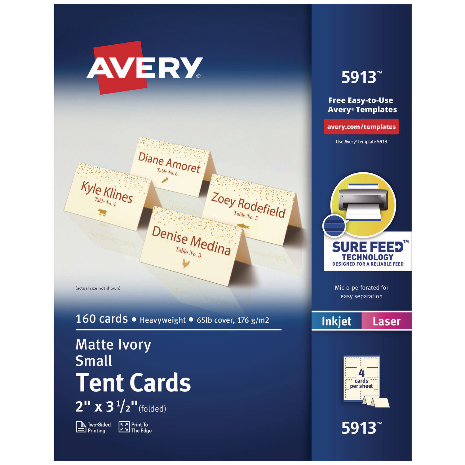 Small Tent Card, Ivory, 3.5 x 2, 4 Cards/Sheet, 40 Sheets/Pack