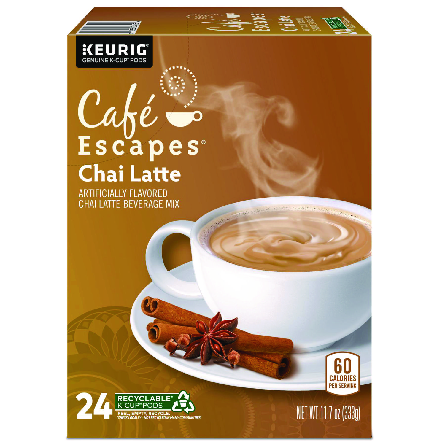 Cafe Escapes Chai Latte K-Cups, 24/Box