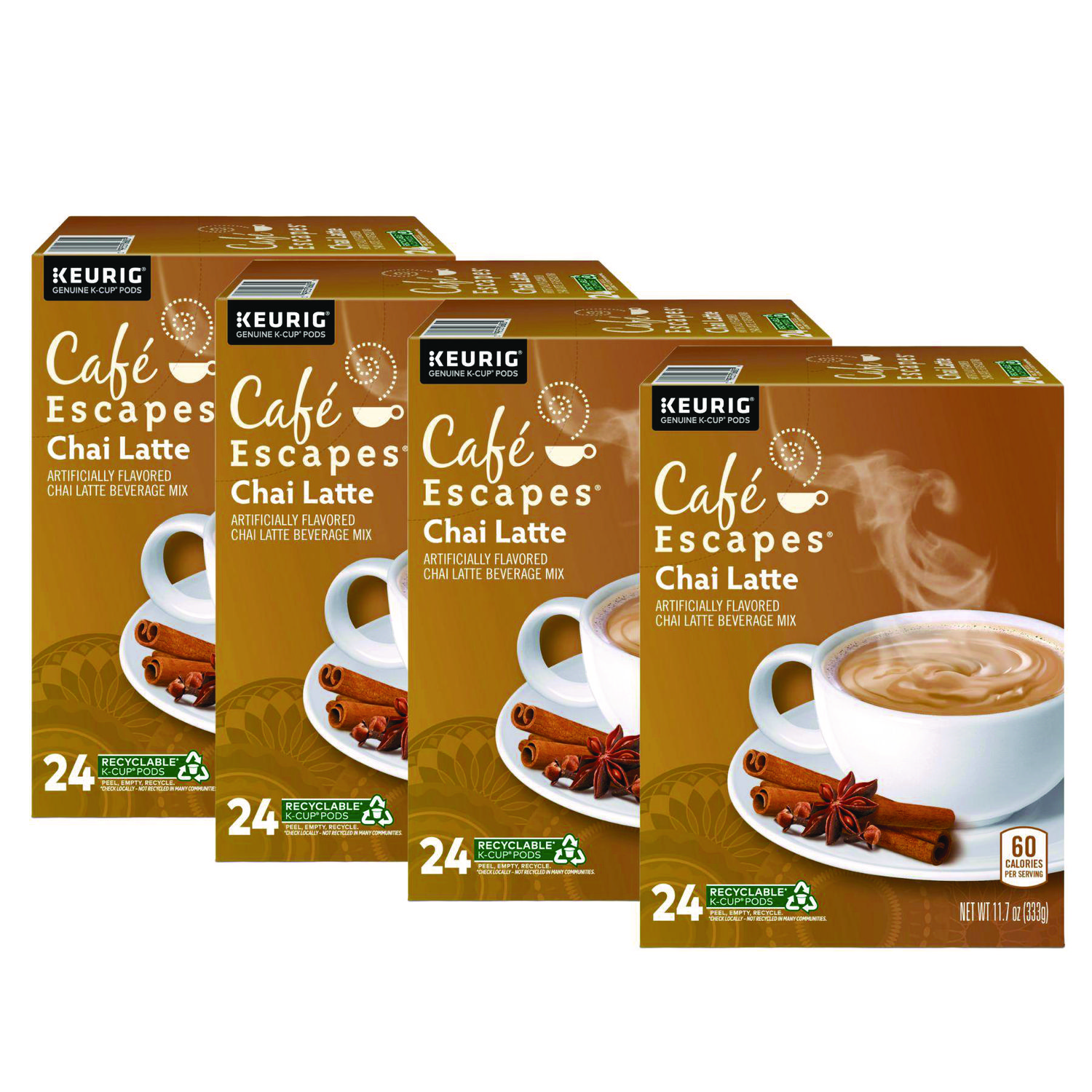 Cafe Escapes Chai Latte K-Cups, 96/Carton