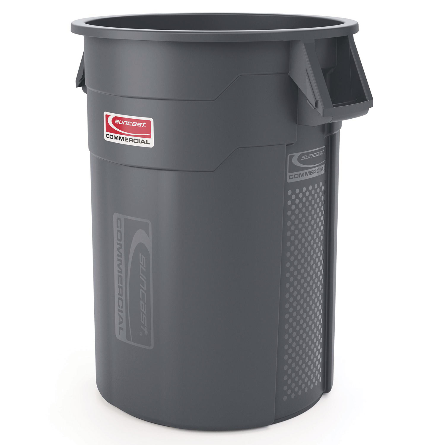 Utility Trash Can, 56.9 gal, Plastic, Gray