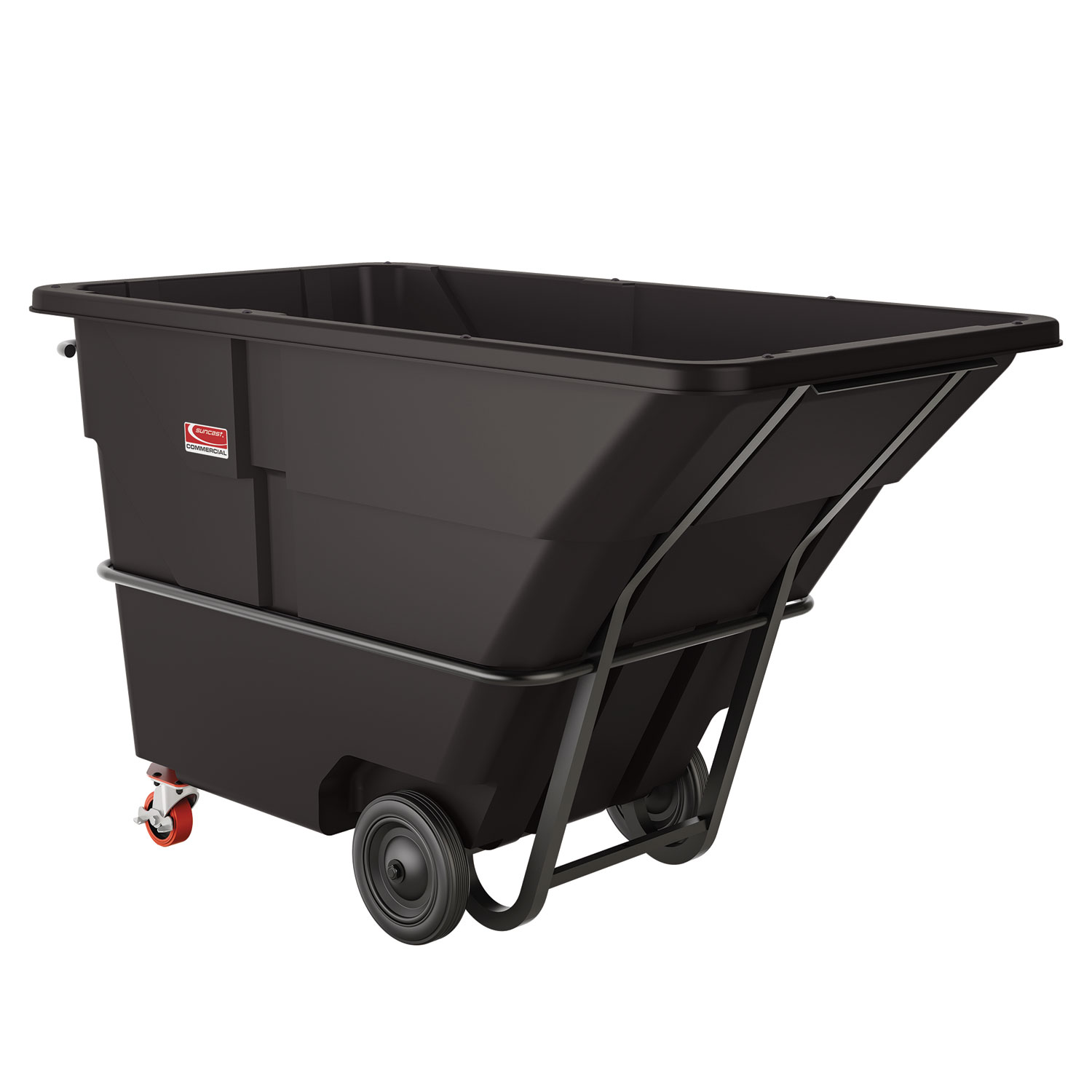 2 cu yd Standard Duty Tilt Truck, Forkliftable Frame, 1,400 lb Capacity, Black