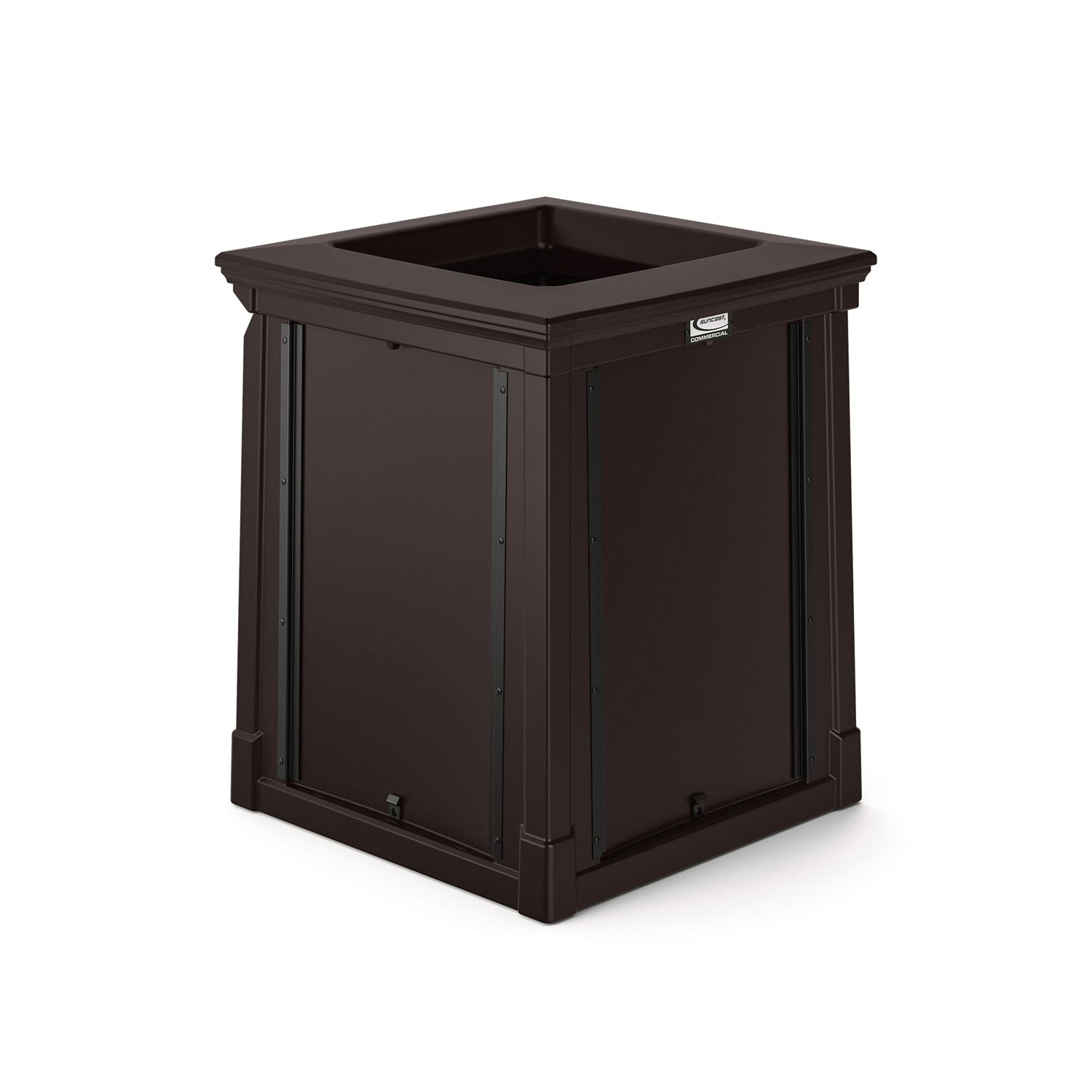 Resin Customizable Garbage Can with Open Lid, 34.4 gal, Plastic, Java