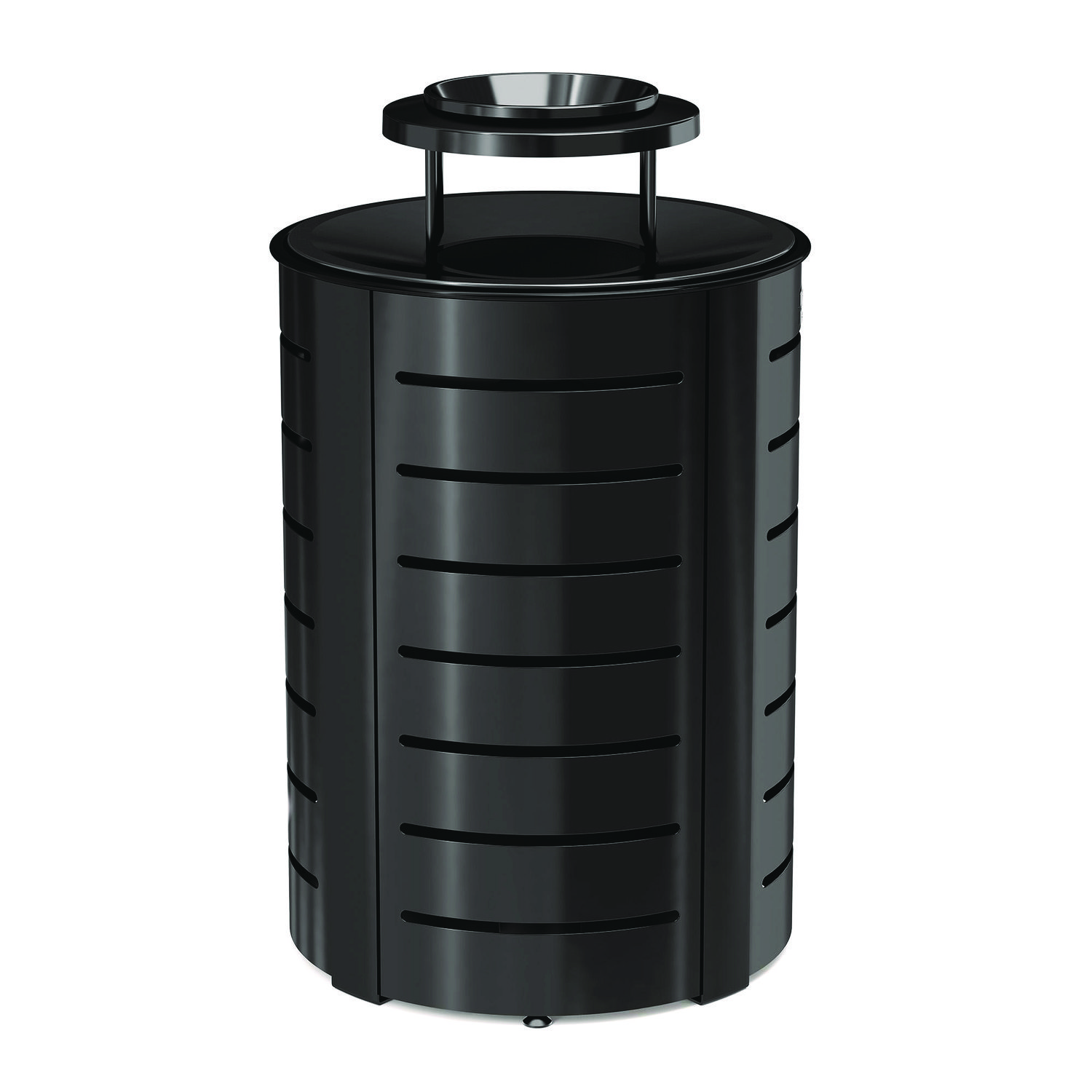 Outdoor Decorative Metal Trash Can with Metal Lid with Ash Bonnet, 35.38 gal, Metal, Black