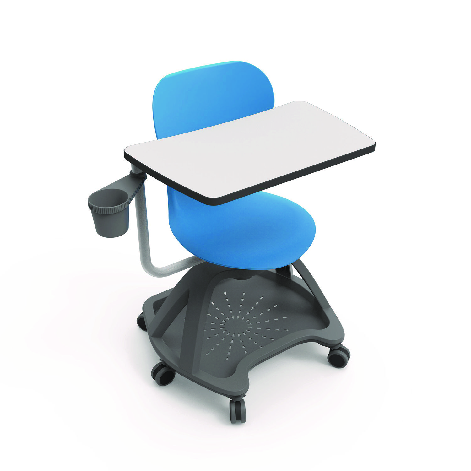 Classroom Series All-In-One Student Desk and Chair, Supports Up to 330 lb, 19" Seat Height, Blue Seat/Back, Gray Base