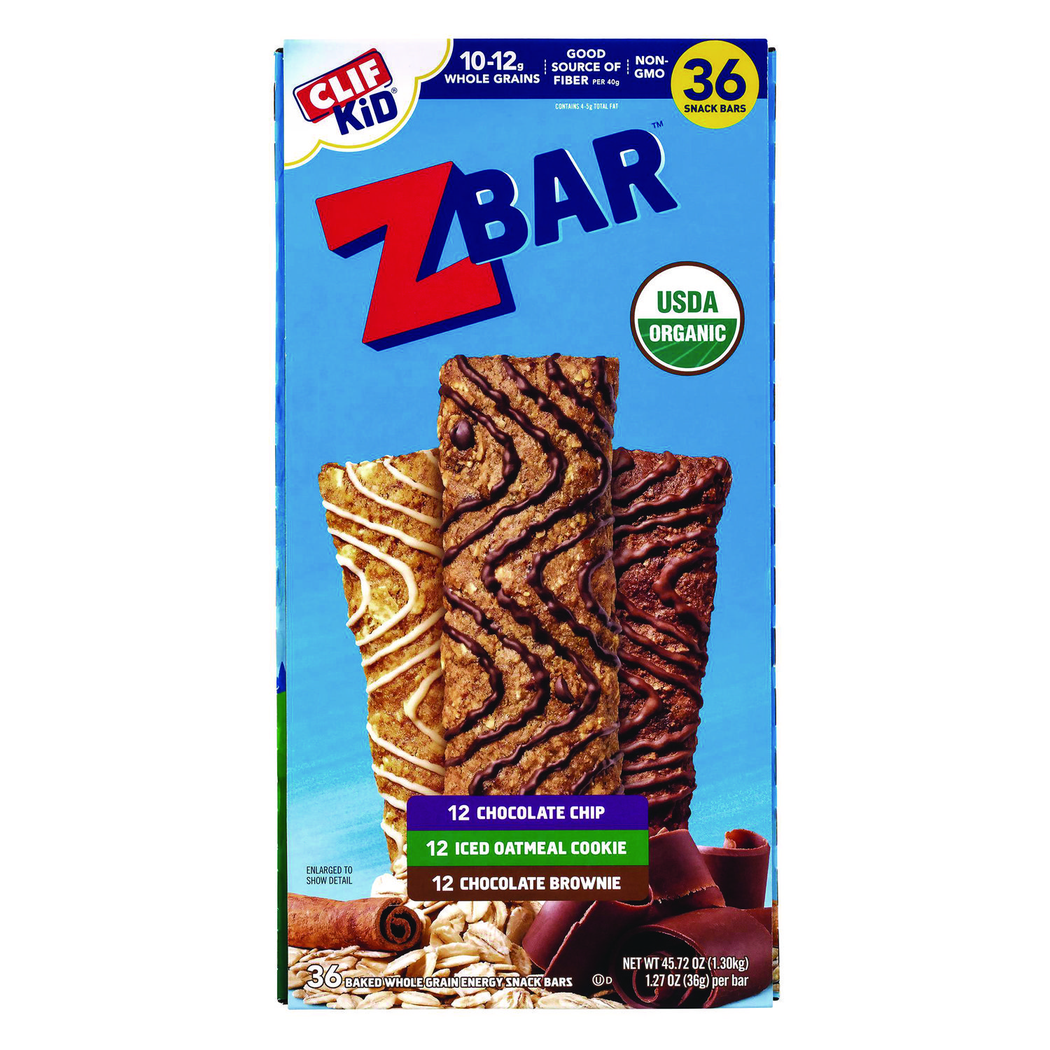 Kid Organic Zbar Granola Bars Variety Pack, Assorted Flavors, 1.27 oz Bar, 36/Carton