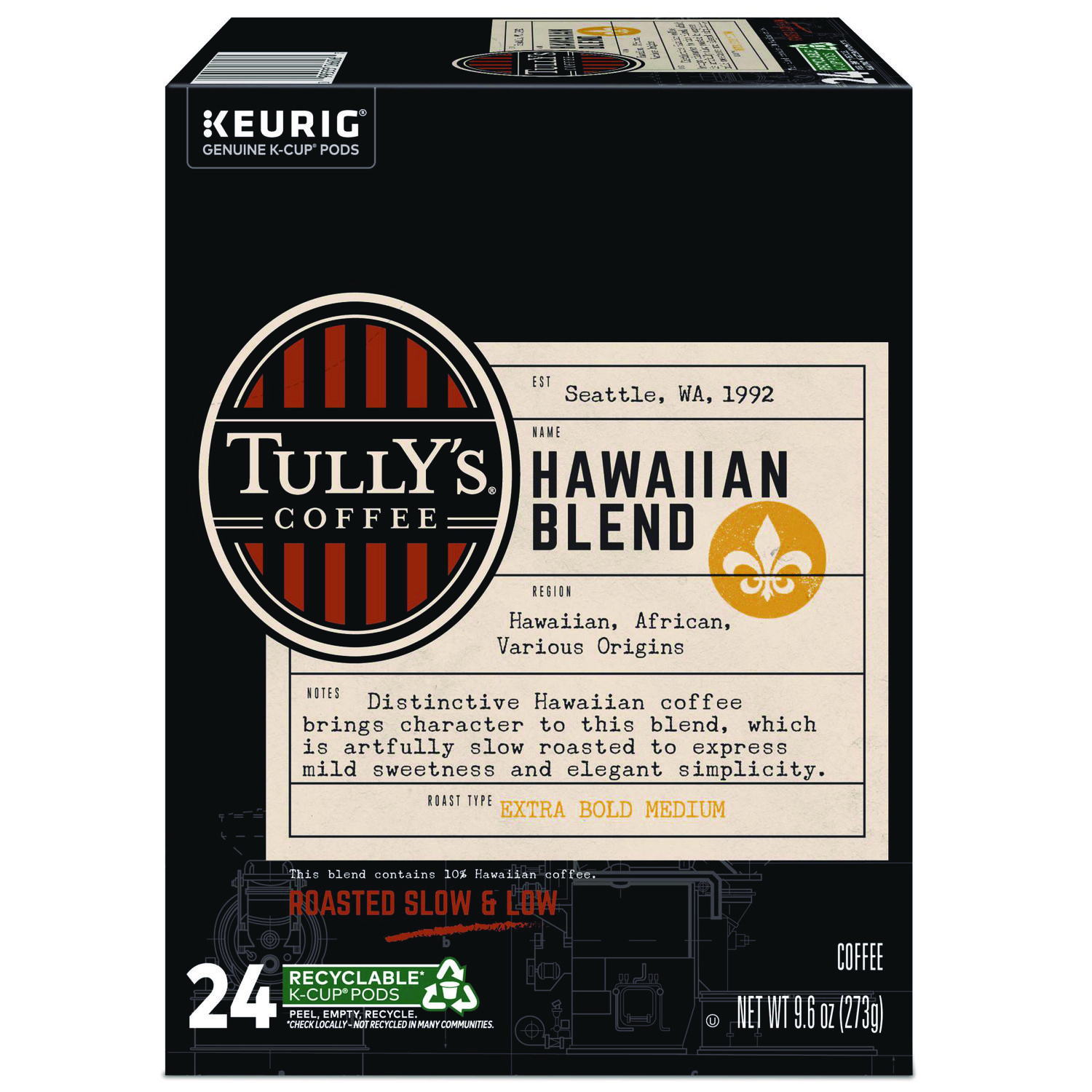 Hawaiian Blend Coffee K-Cups, 24/Box